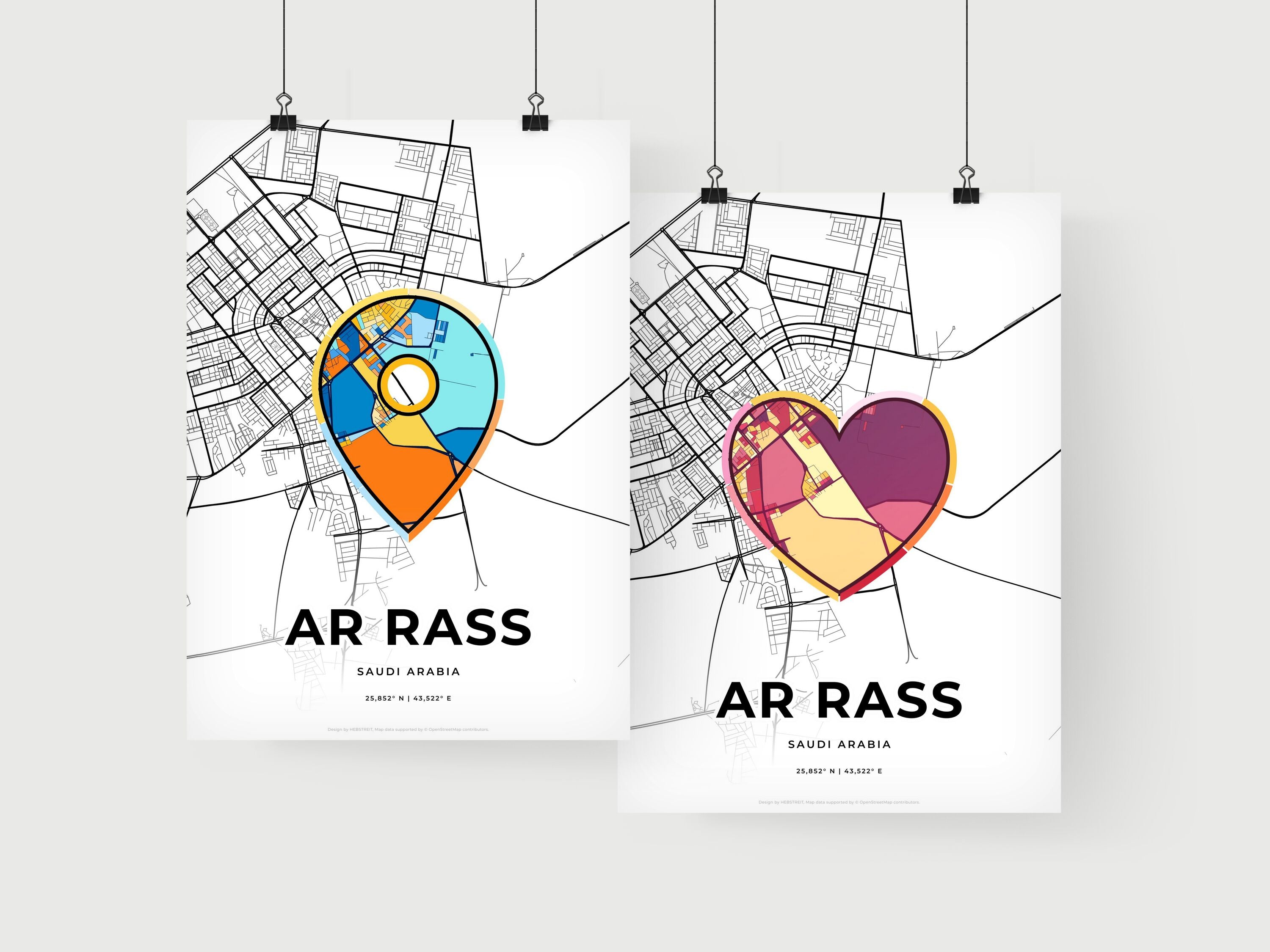 Ar Rass Saudi Arabia, Minimal Art Map With A Colorful Icon – HEBSTREIT