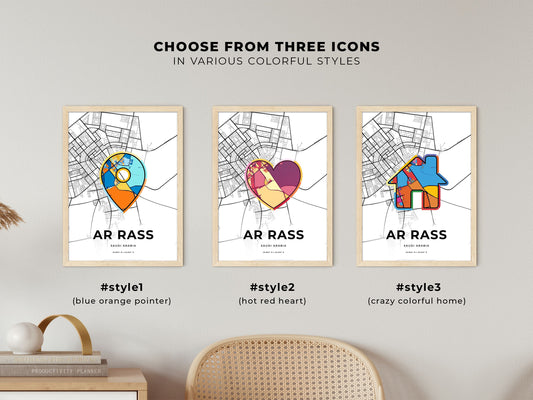 Ar Rass Saudi Arabia maps with colorful icons