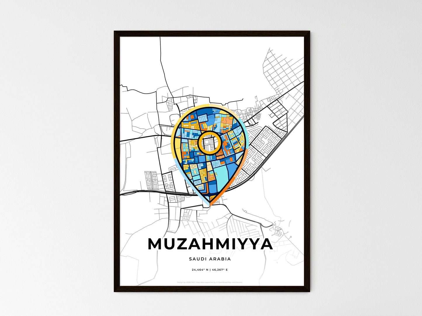 MUZAHMIYYA SAUDI ARABIA minimal art map with a colorful icon. Style 1