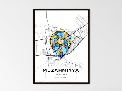 MUZAHMIYYA SAUDI ARABIA minimal art map with a colorful icon. Style 1