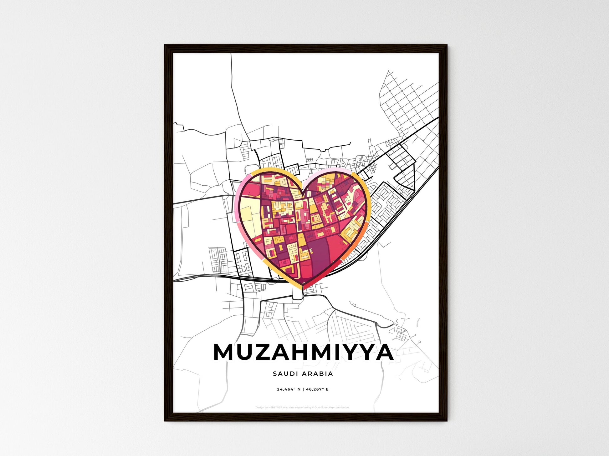 MUZAHMIYYA SAUDI ARABIA minimal art map with a colorful icon. Style 2