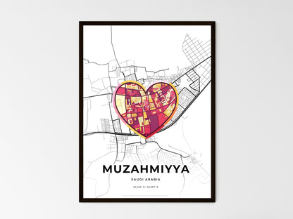 MUZAHMIYYA SAUDI ARABIA minimal art map with a colorful icon. Style 2