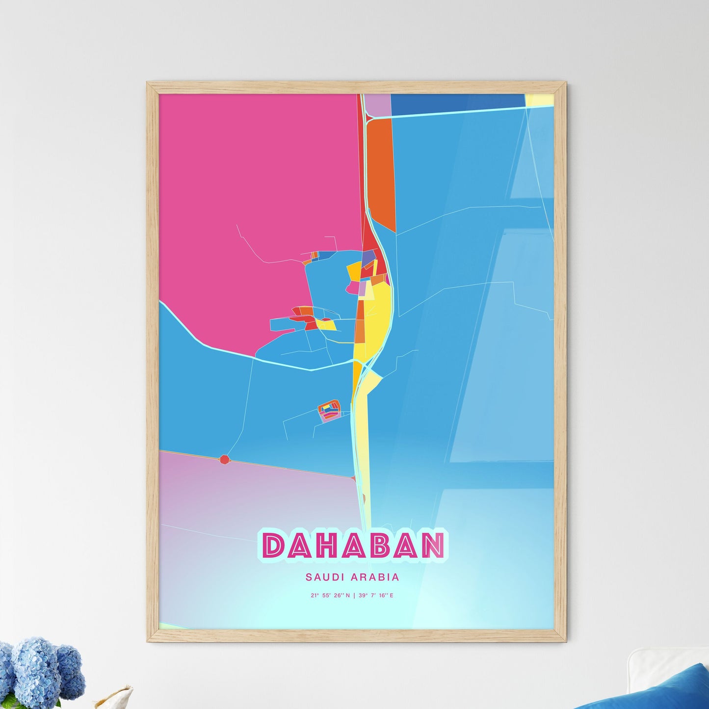 Colorful DAHABAN SAUDI ARABIA Fine Art Map Crazy Colors
