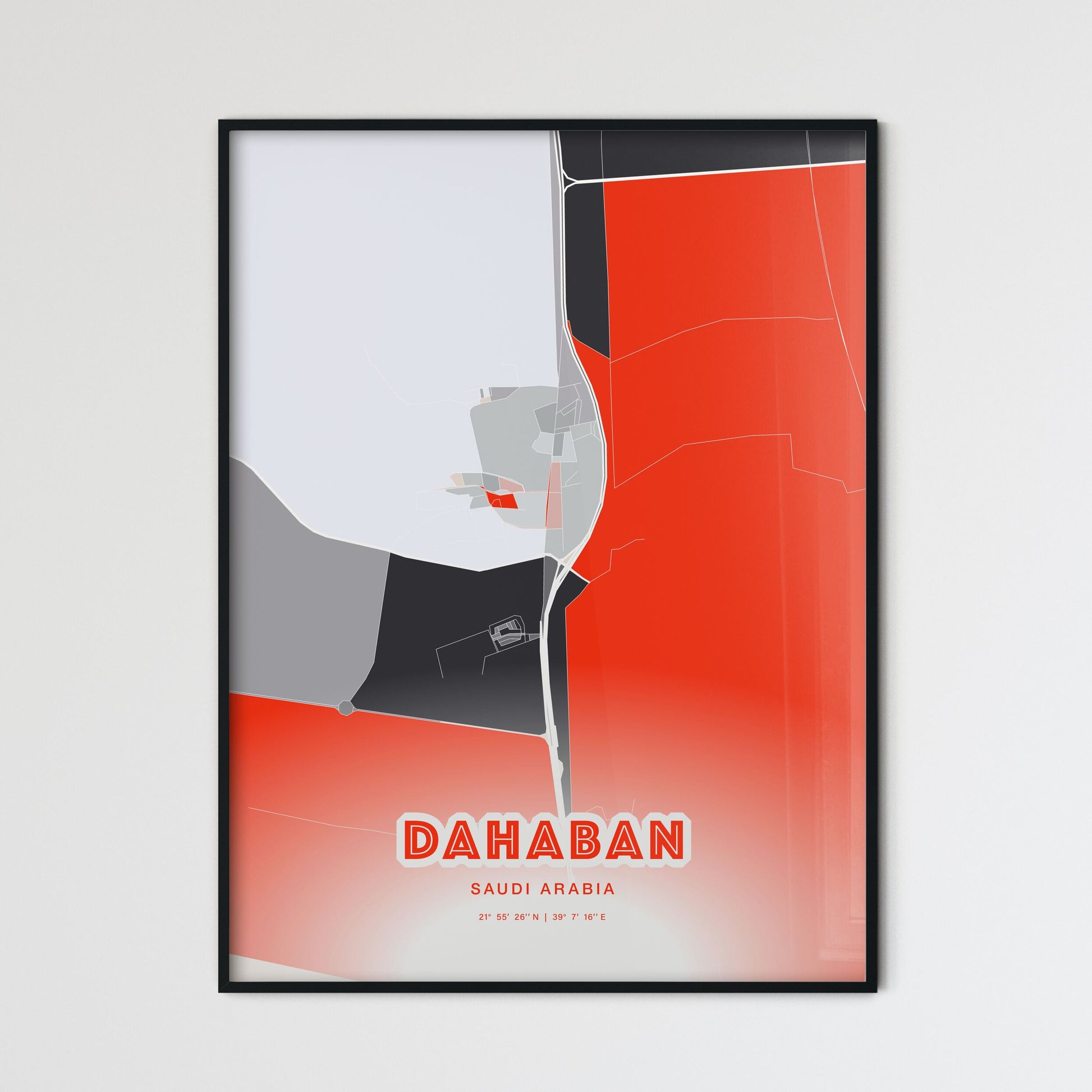 Colorful DAHABAN SAUDI ARABIA Fine Art Map Modern