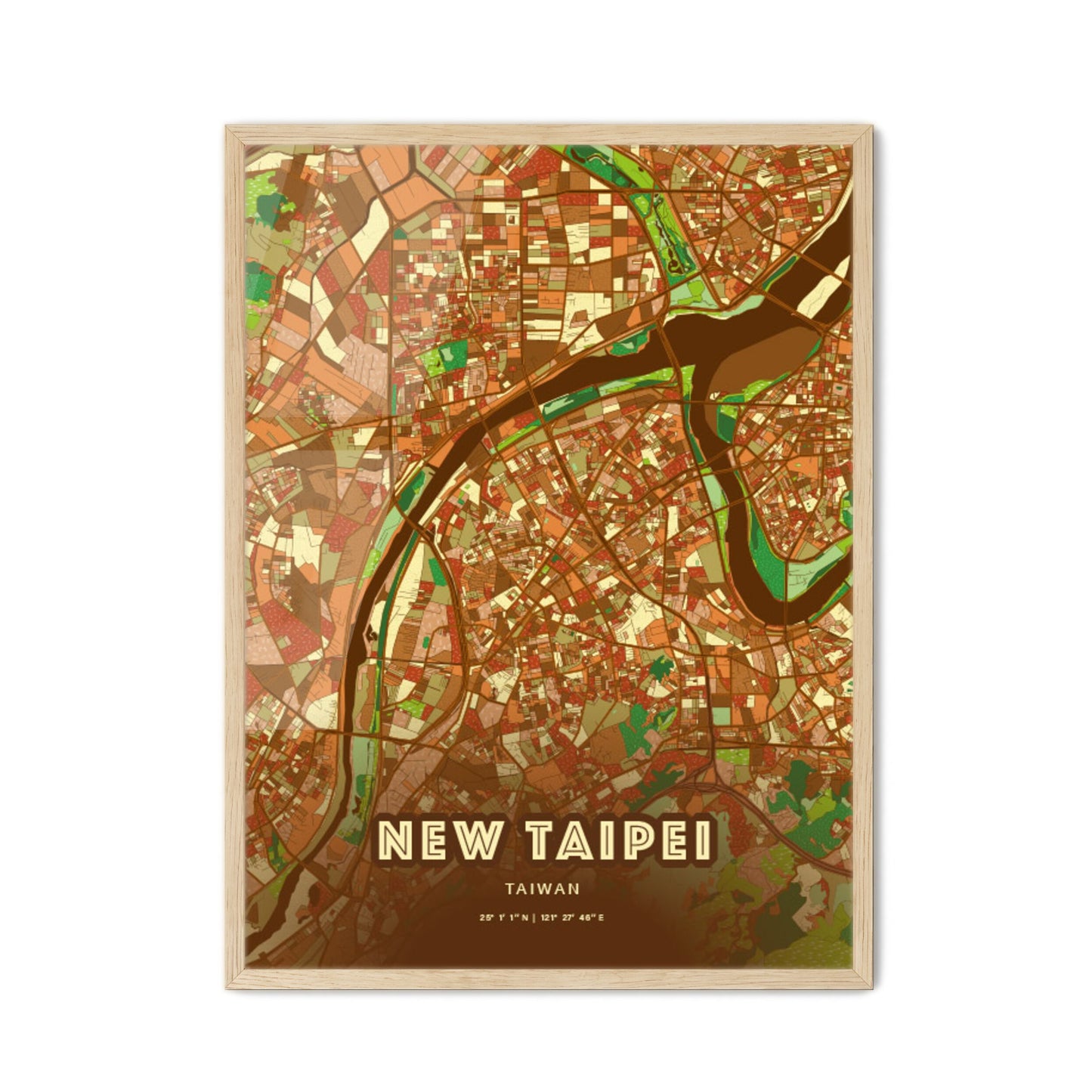 Colorful NEW TAIPEI TAIWAN Fine Art Map Farmhouse