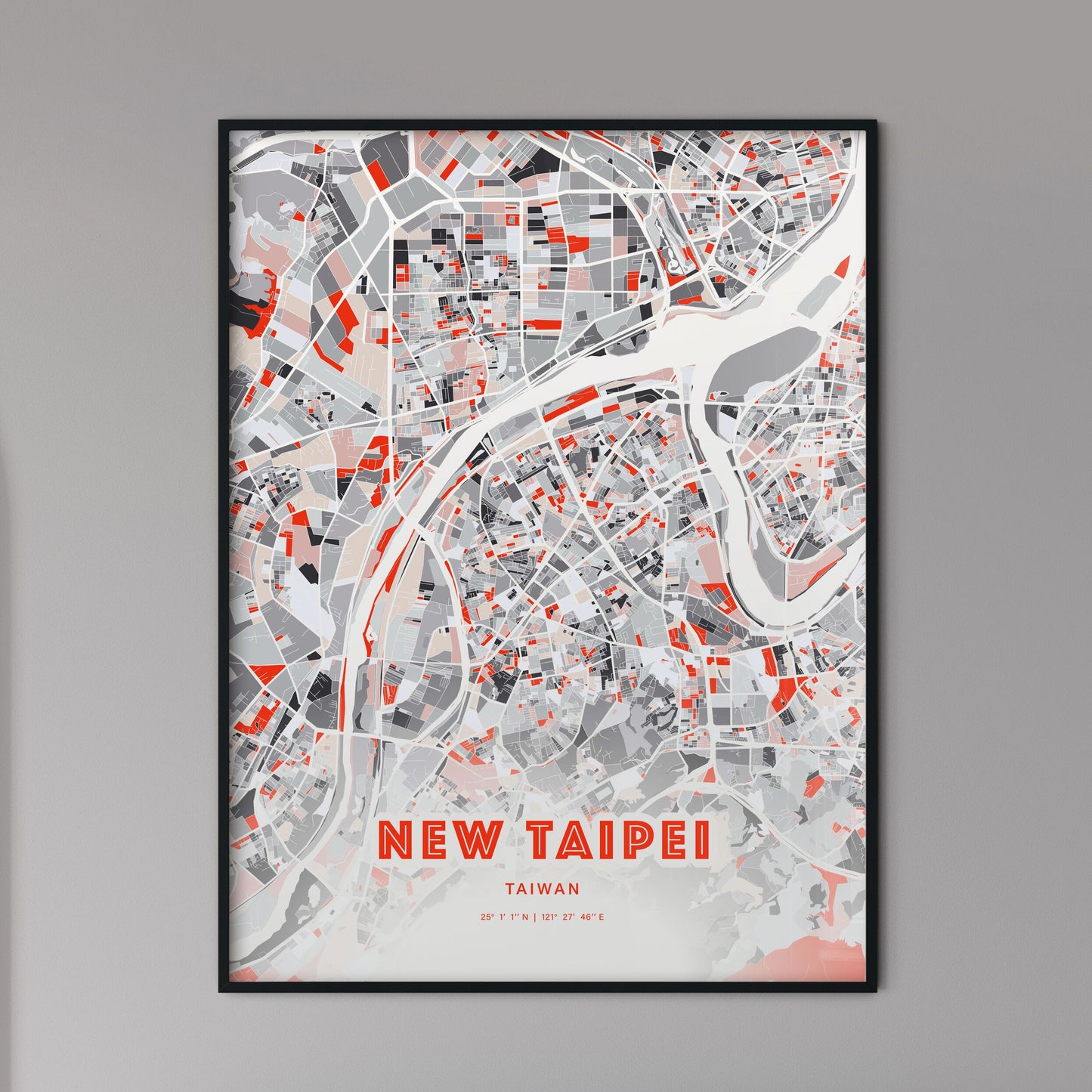 Colorful NEW TAIPEI TAIWAN Fine Art Map Modern