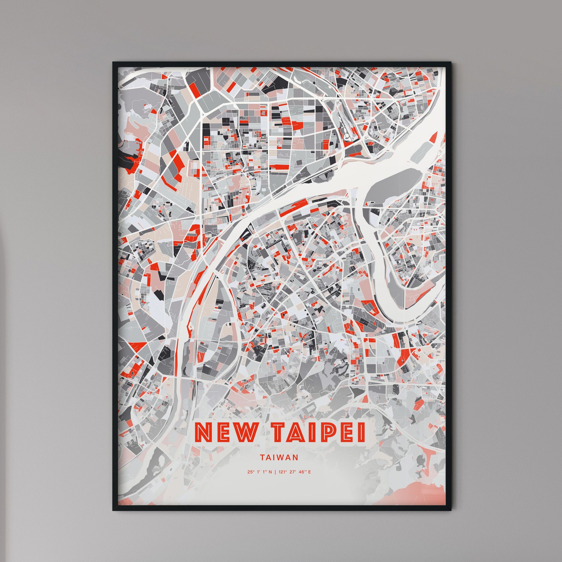 Colorful NEW TAIPEI TAIWAN Fine Art Map Modern