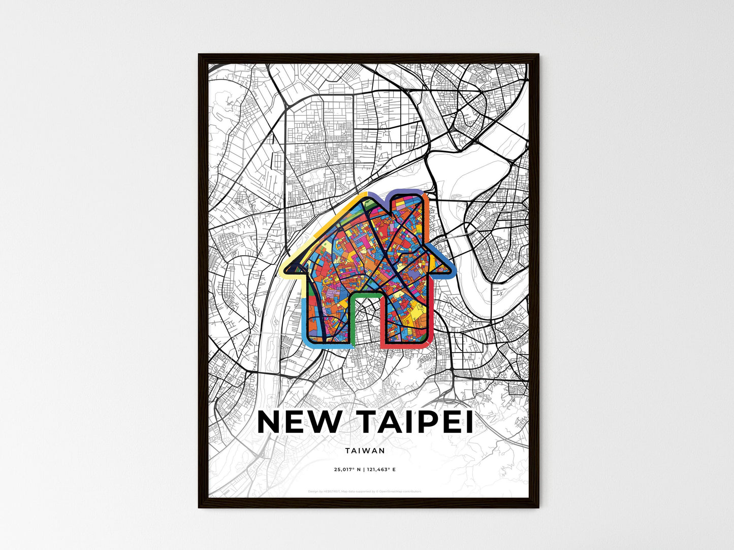 New Taipei Taiwan wedding art map with home icon