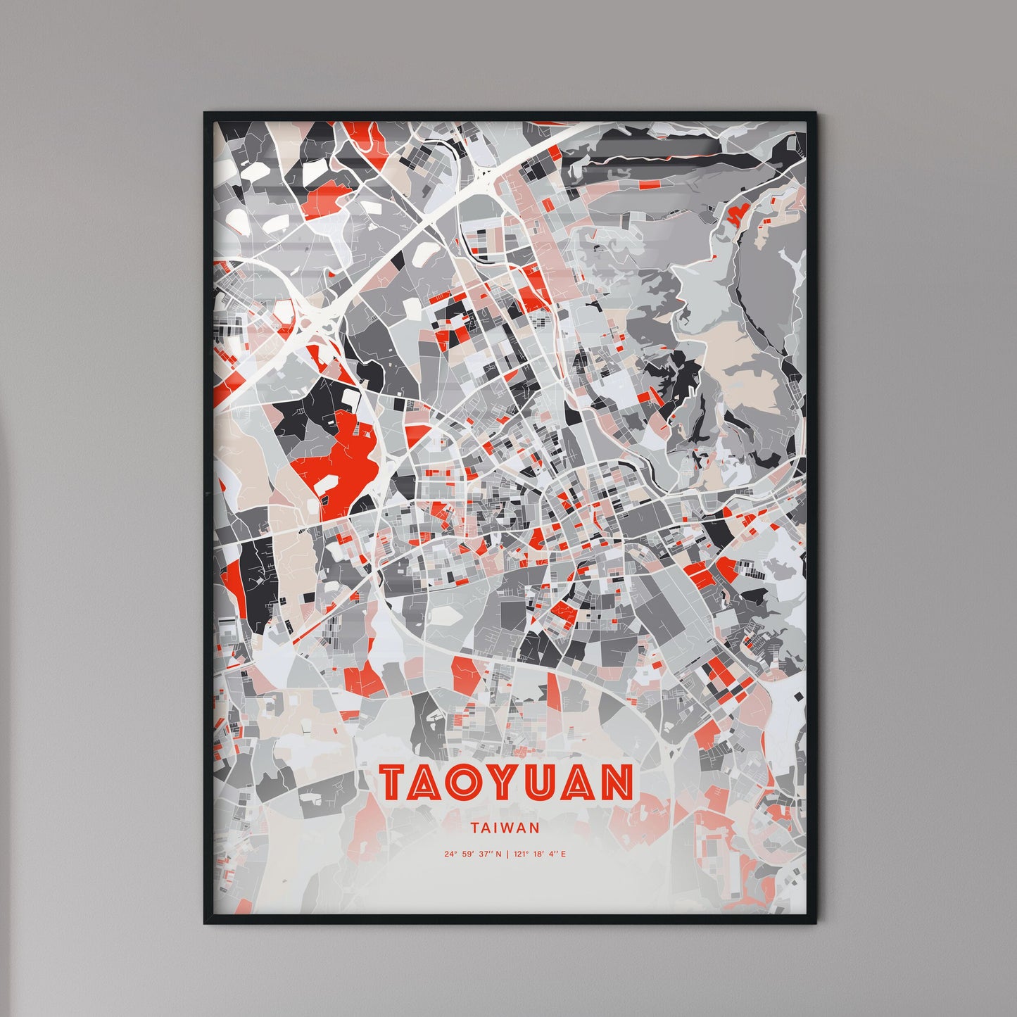 Colorful TAOYUAN TAIWAN Fine Art Map Modern