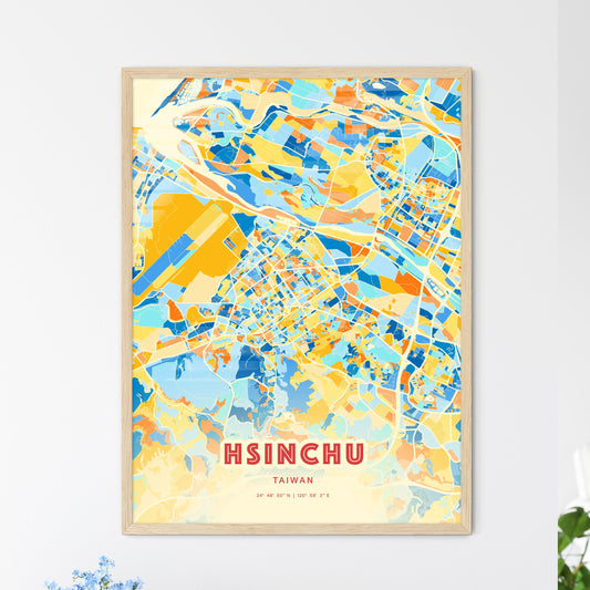 Colorful HSINCHU TAIWAN Fine Art Map Blue Orange