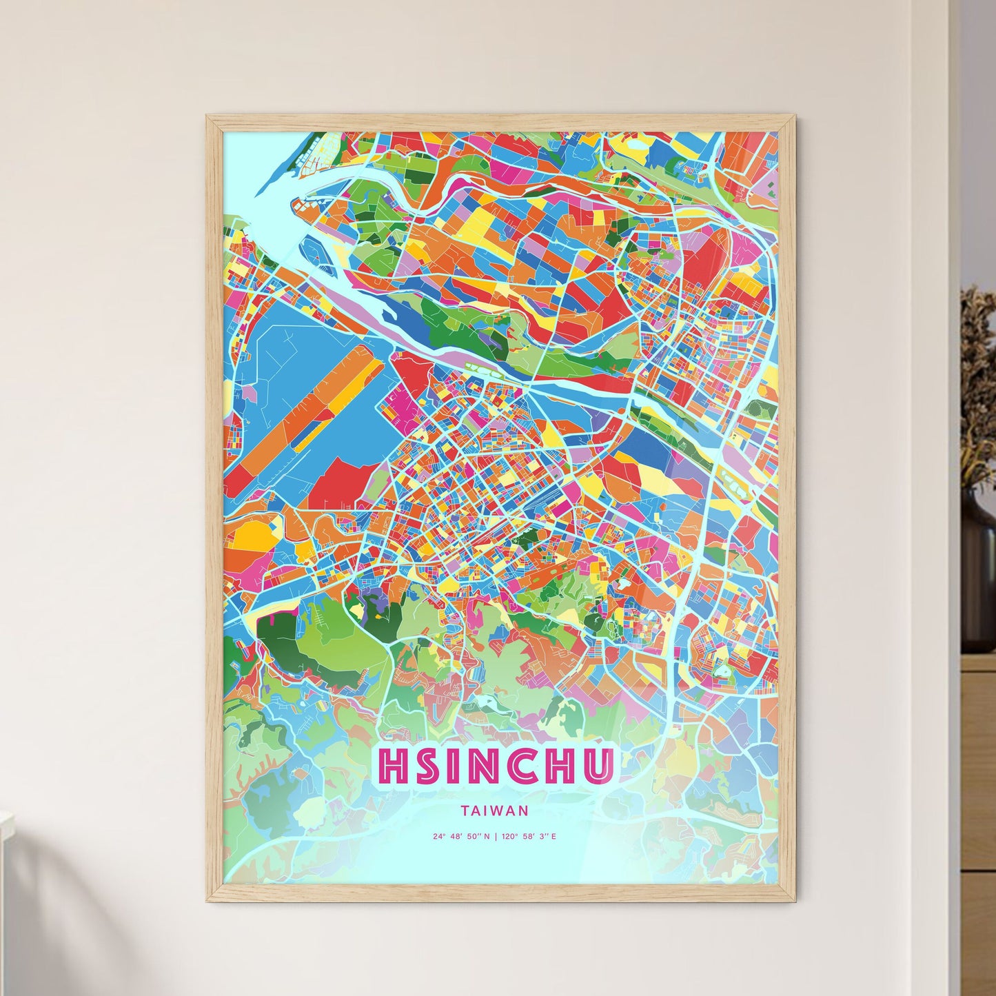 Colorful HSINCHU TAIWAN Fine Art Map Crazy Colors