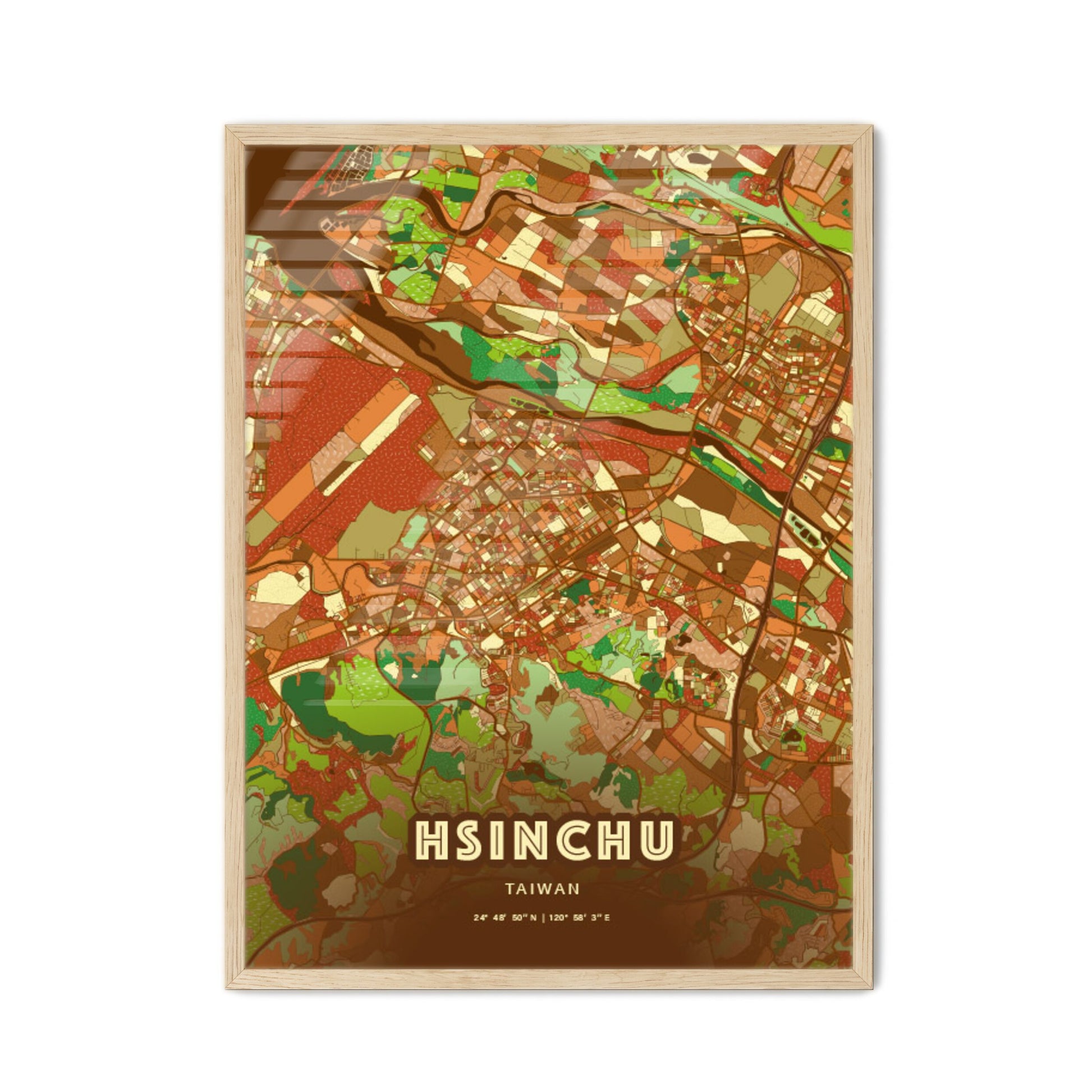 Colorful HSINCHU TAIWAN Fine Art Map Farmhouse