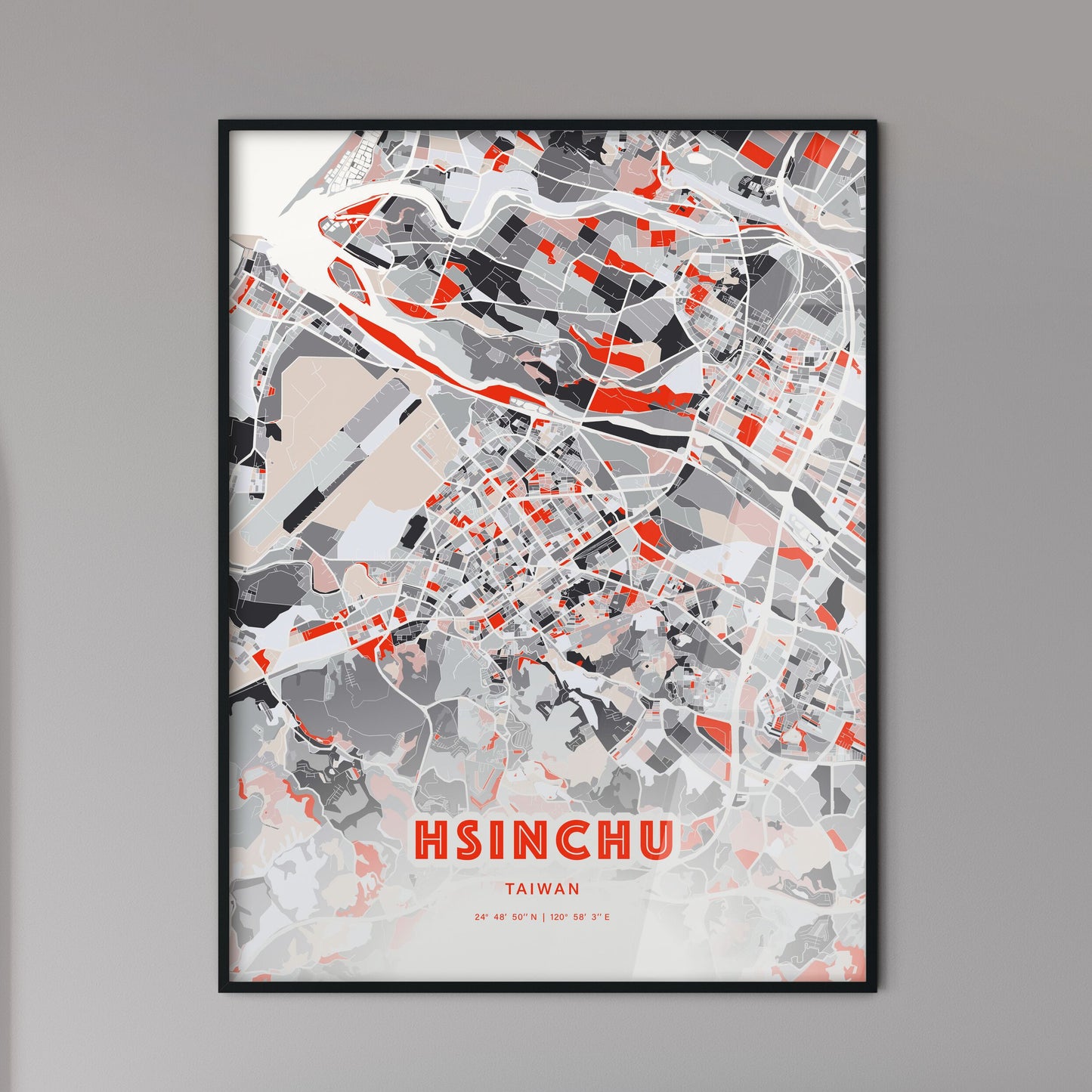 Colorful HSINCHU TAIWAN Fine Art Map Modern