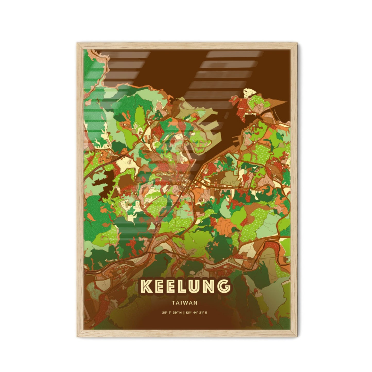 Colorful KEELUNG TAIWAN Fine Art Map Farmhouse