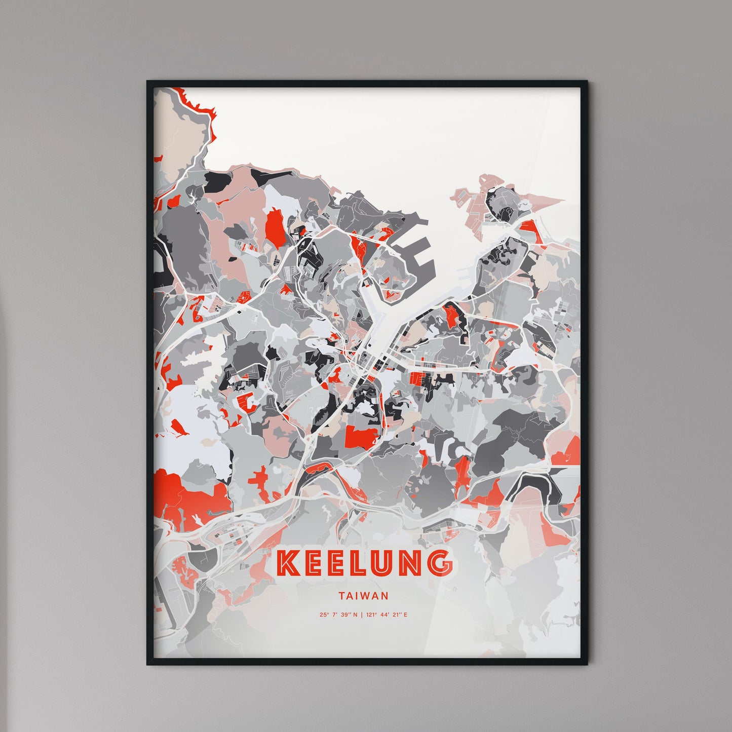 Colorful KEELUNG TAIWAN Fine Art Map Modern