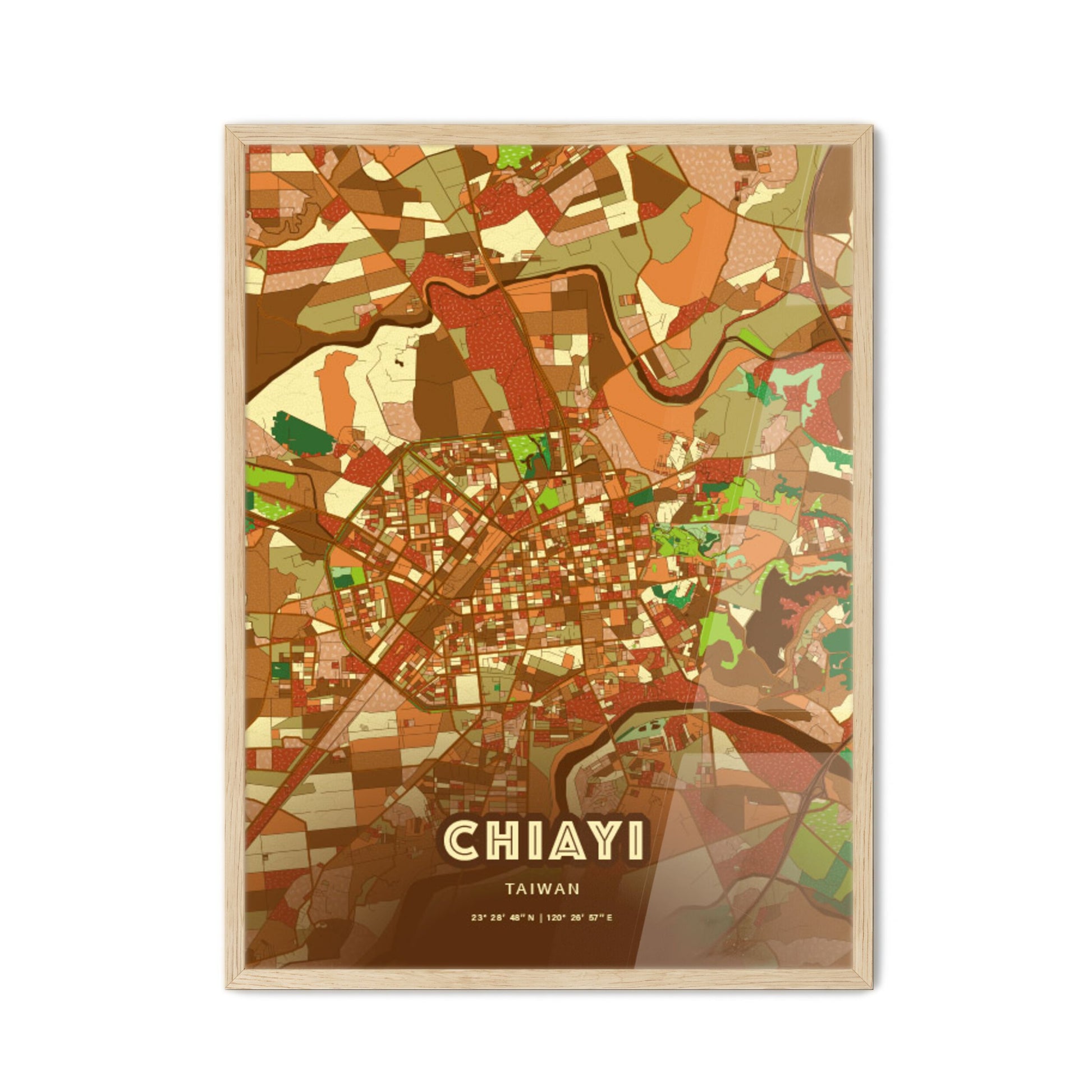 Colorful CHIAYI TAIWAN Fine Art Map Farmhouse