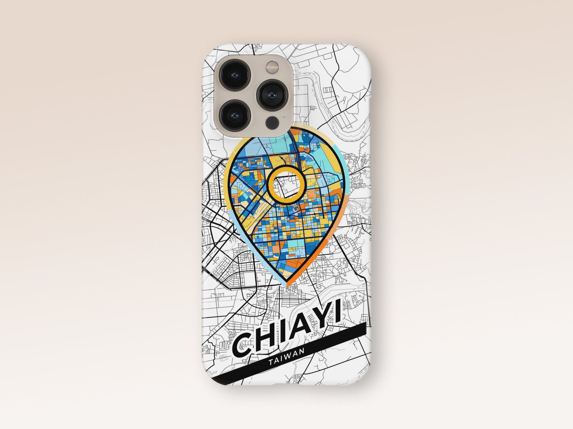 Chiayi Taiwan slim phone case with colorful icon. Birthday, wedding or housewarming gift. Couple match cases. 1