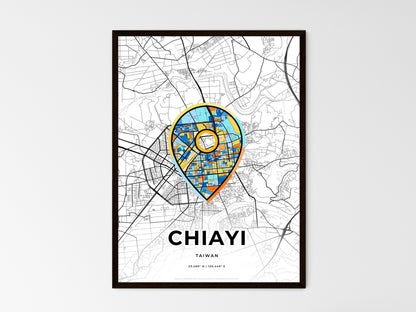 CHIAYI TAIWAN minimal art map with a colorful icon. Where it all began, Couple map gift. Style 1