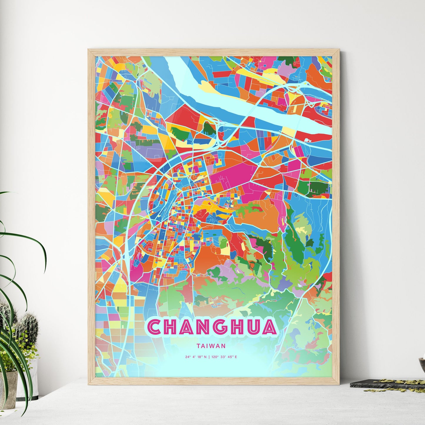 Colorful CHANGHUA TAIWAN Fine Art Map Crazy Colors