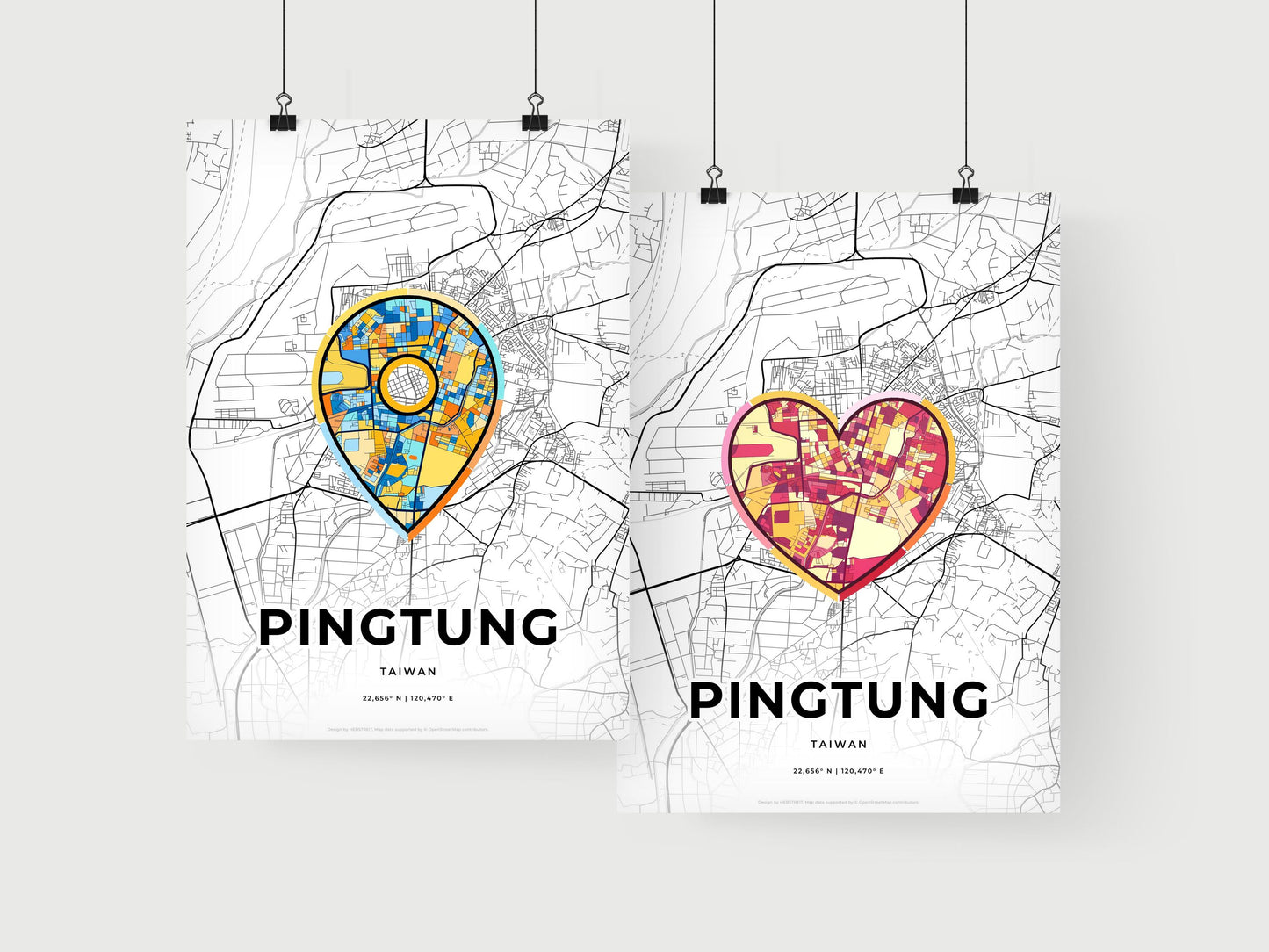 Pingtung Taiwan art print for couples