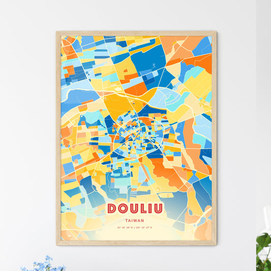 Colorful DOULIU TAIWAN Fine Art Map Blue Orange