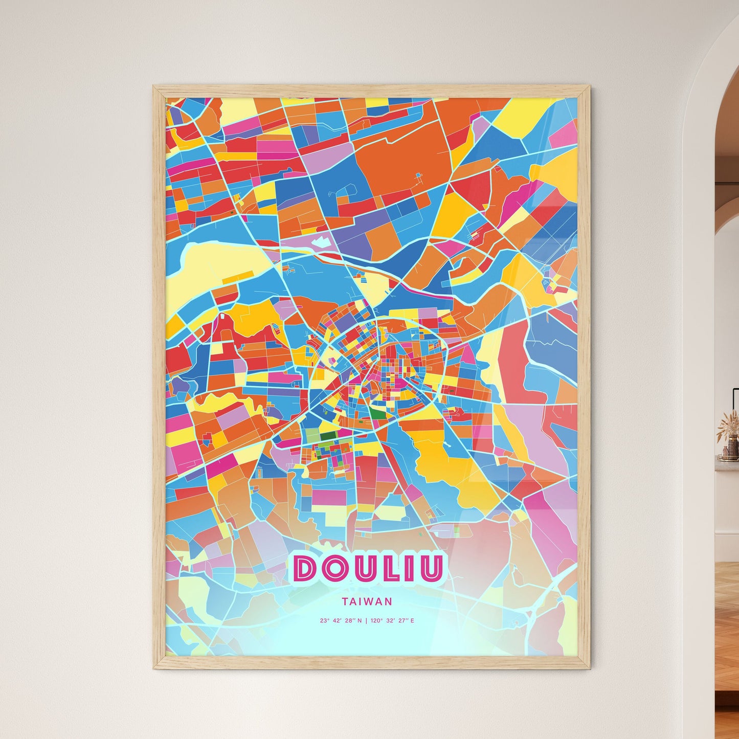 Colorful DOULIU TAIWAN Fine Art Map Crazy Colors