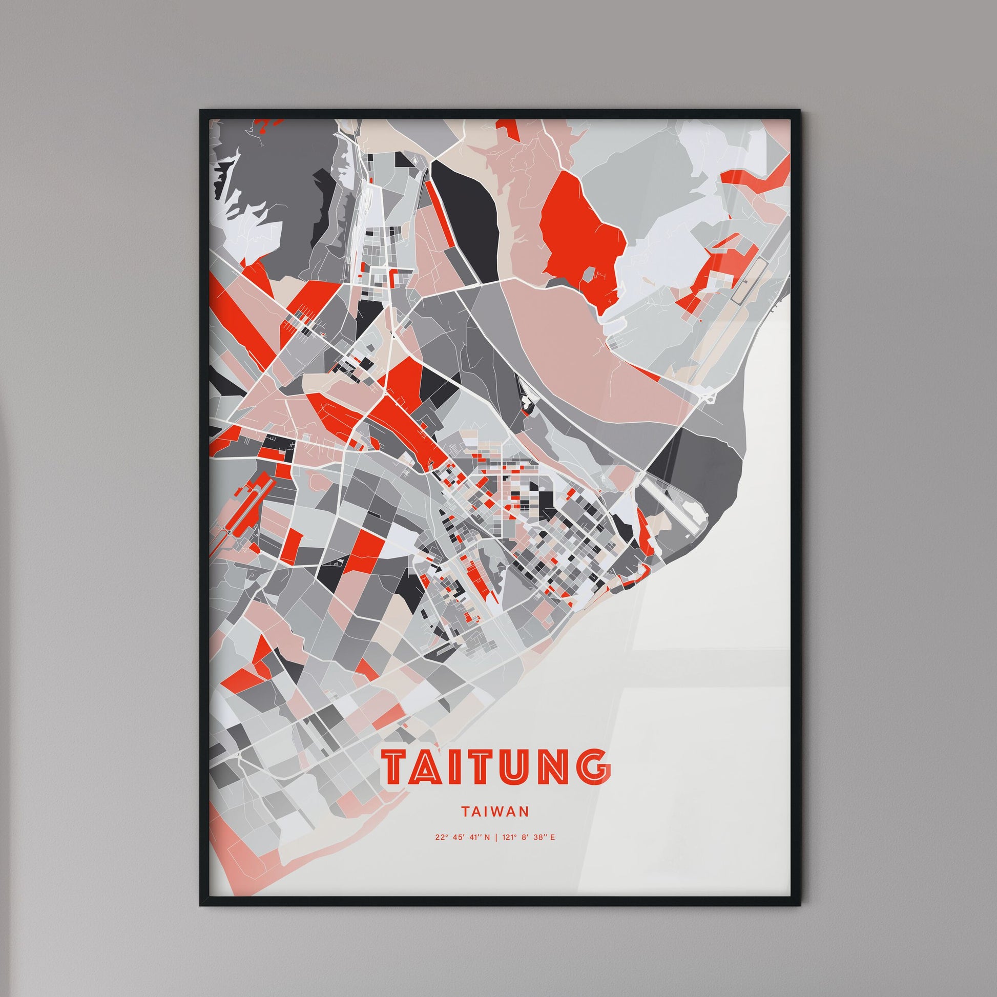 Colorful TAITUNG TAIWAN Fine Art Map Modern