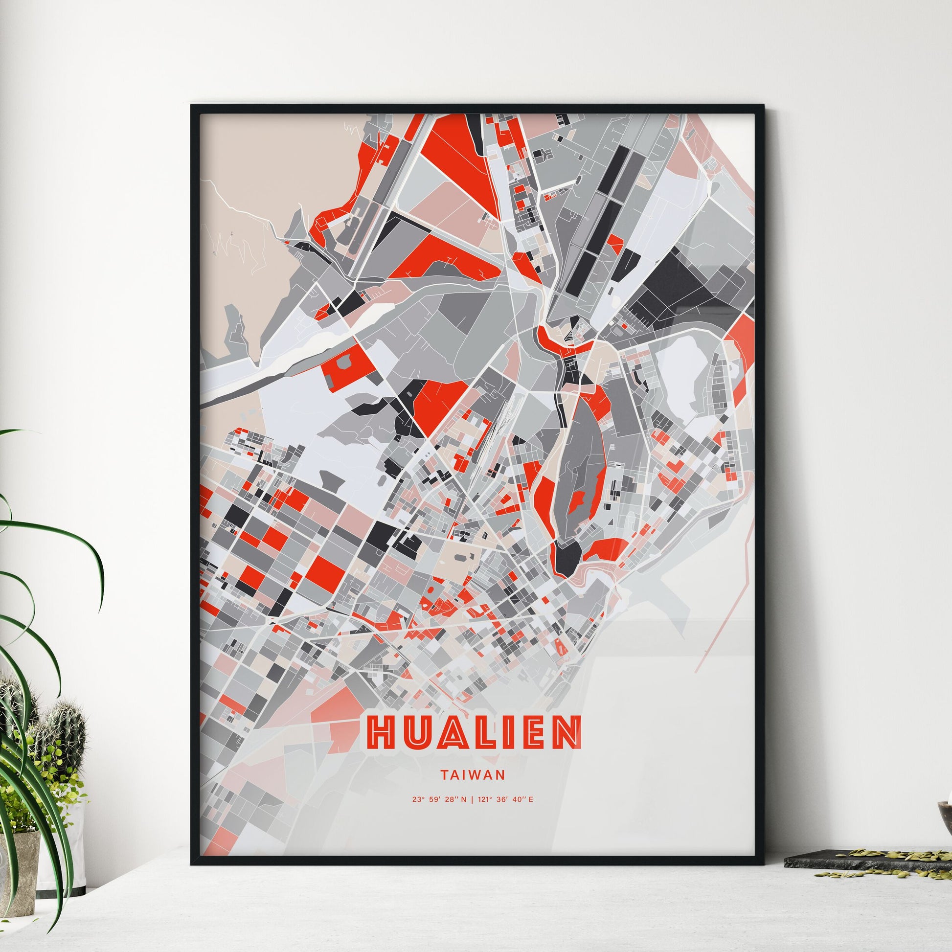 Colorful HUALIEN TAIWAN Fine Art Map Modern