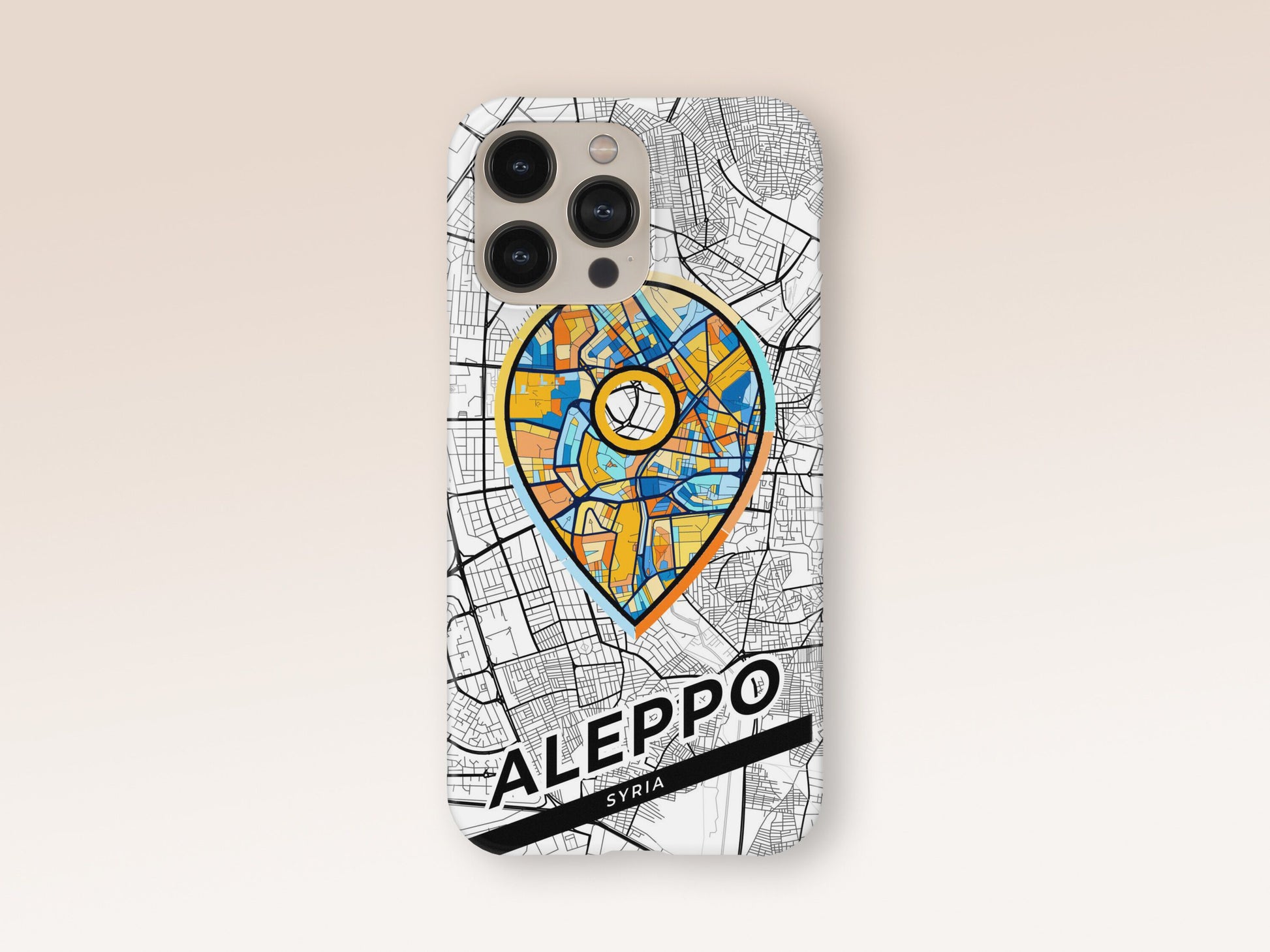 Aleppo Syria slim phone case with colorful icon. Birthday, wedding or housewarming gift. Couple match cases. 1