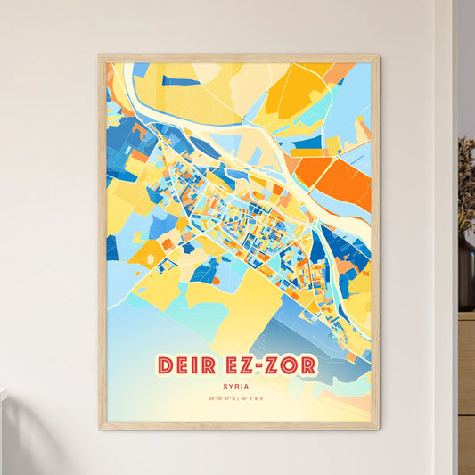 Colorful DEIR EZ-ZOR SYRIA Fine Art Map Blue Orange