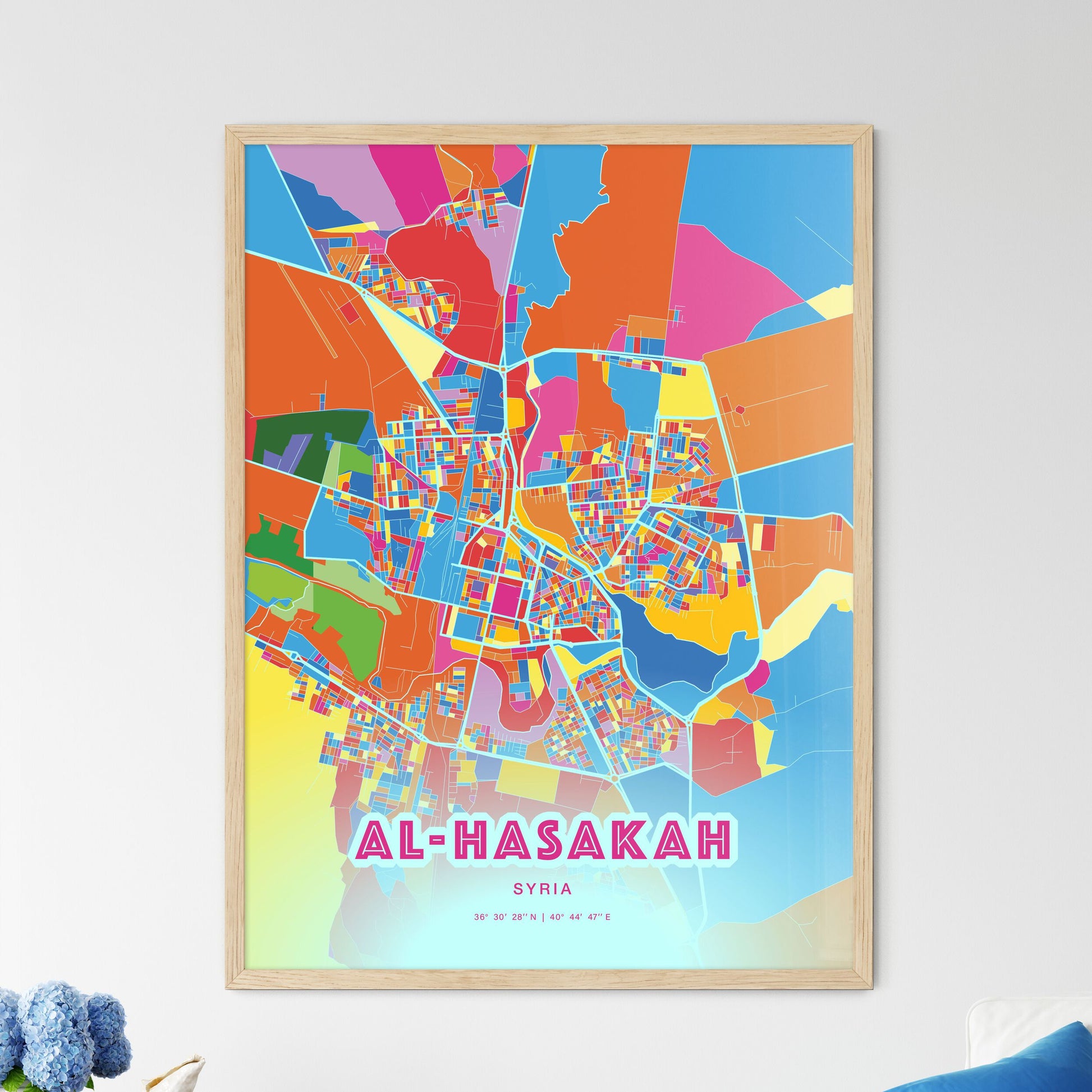 Colorful AL-HASAKAH SYRIA Fine Art Map Crazy Colors