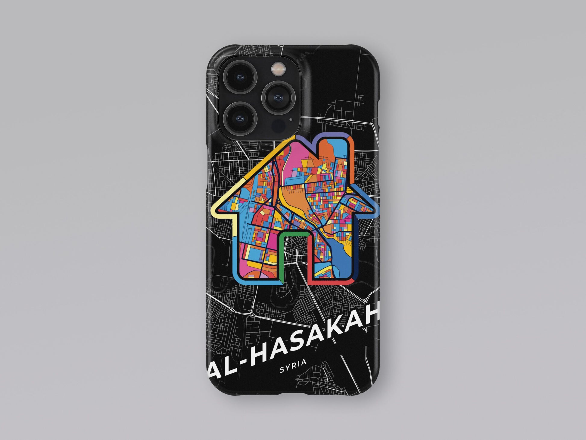 Al-Hasakah Syria slim phone case with colorful icon. Birthday, wedding or housewarming gift. Couple match cases. 3