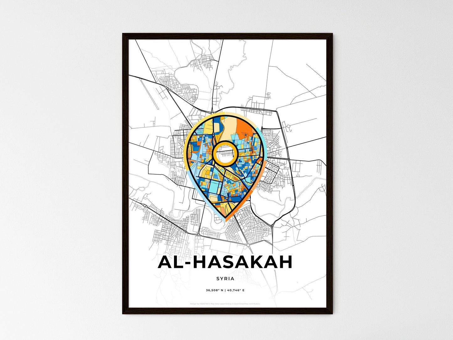 Al-Hasakah Syria wedding art map with pointer icon