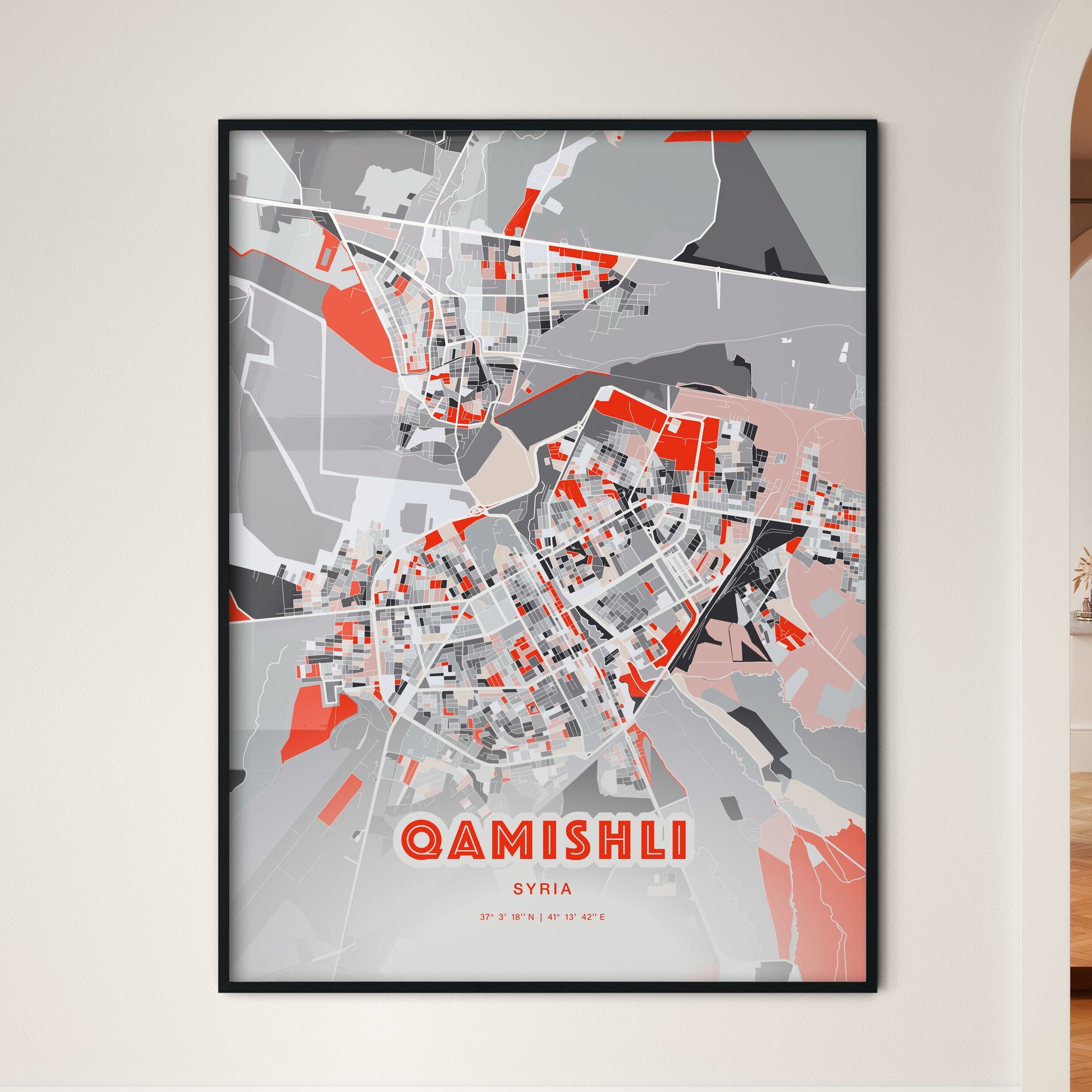 Colorful QAMISHLI SYRIA Fine Art Map Modern