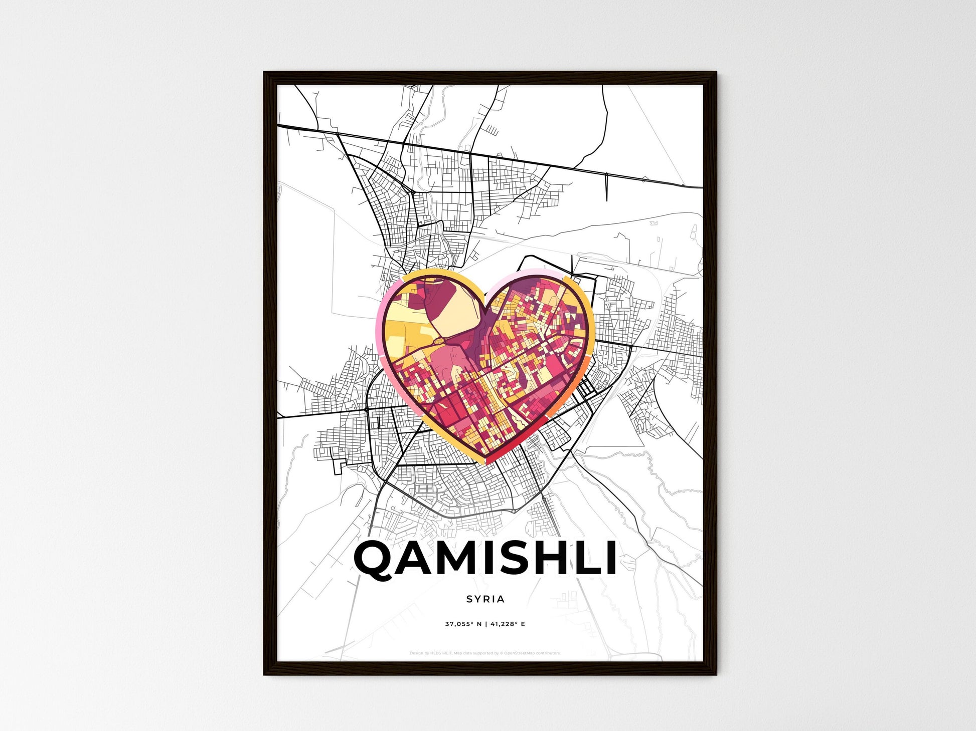 QAMISHLI SYRIA minimal art map with a colorful icon. Style 2