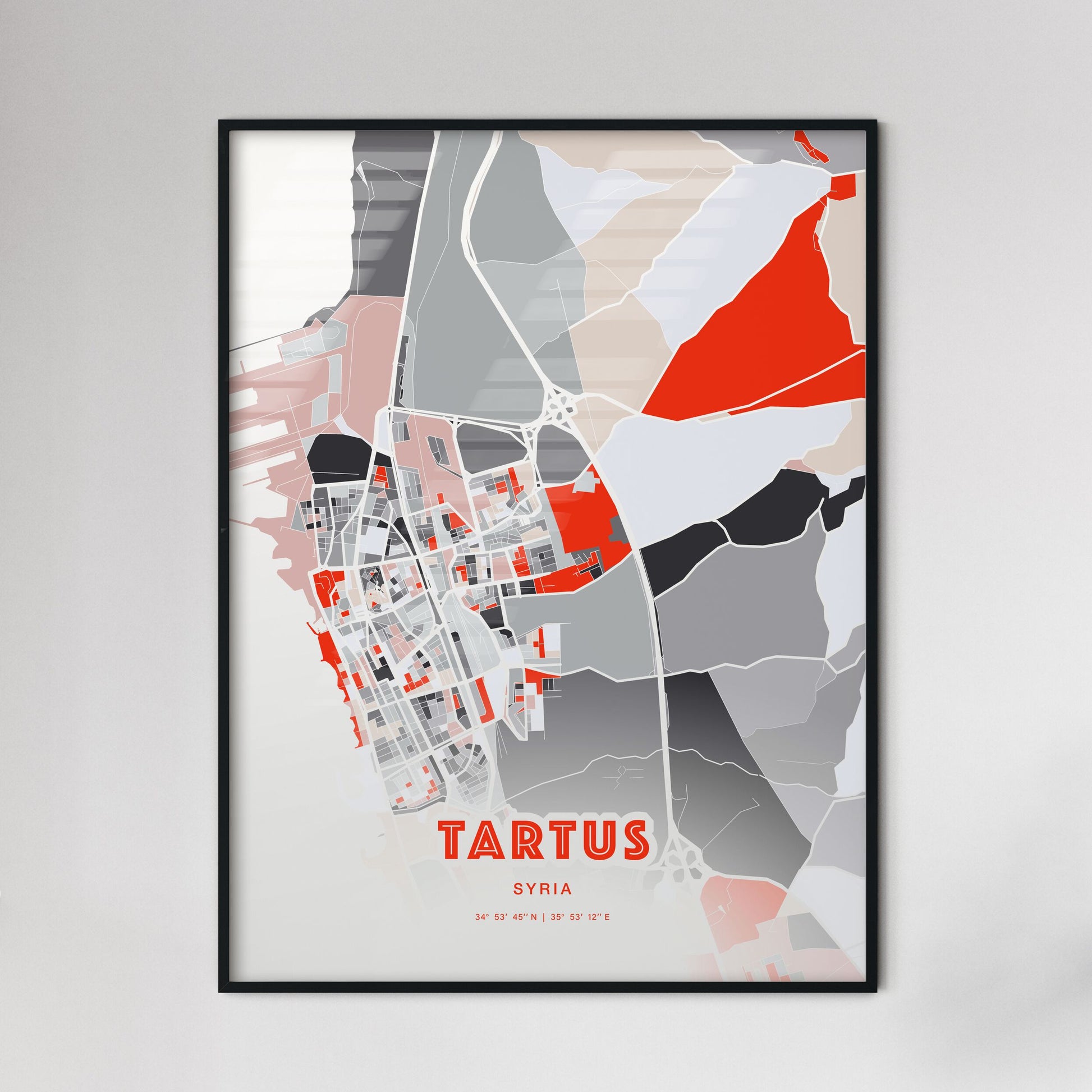 Colorful TARTUS SYRIA Fine Art Map Modern