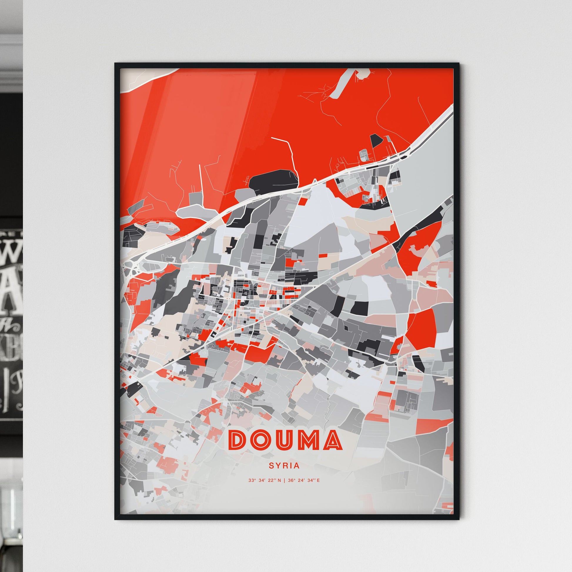 Colorful DOUMA SYRIA Fine Art Map Modern