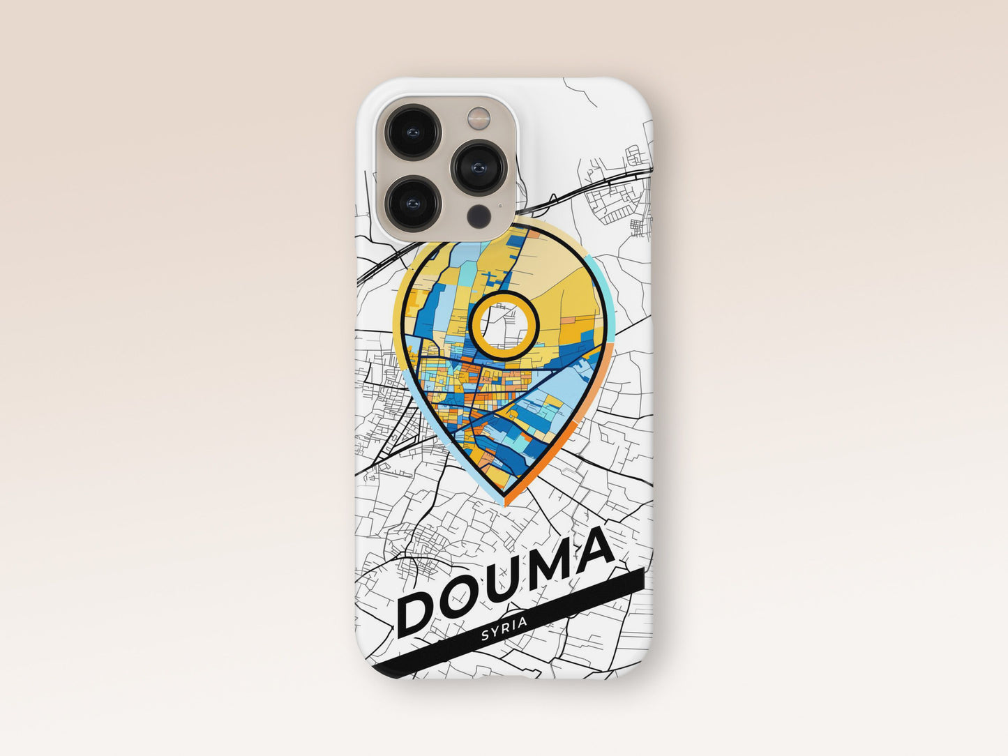 Douma Syria slim phone case with colorful icon. Birthday, wedding or housewarming gift. Couple match cases. 1
