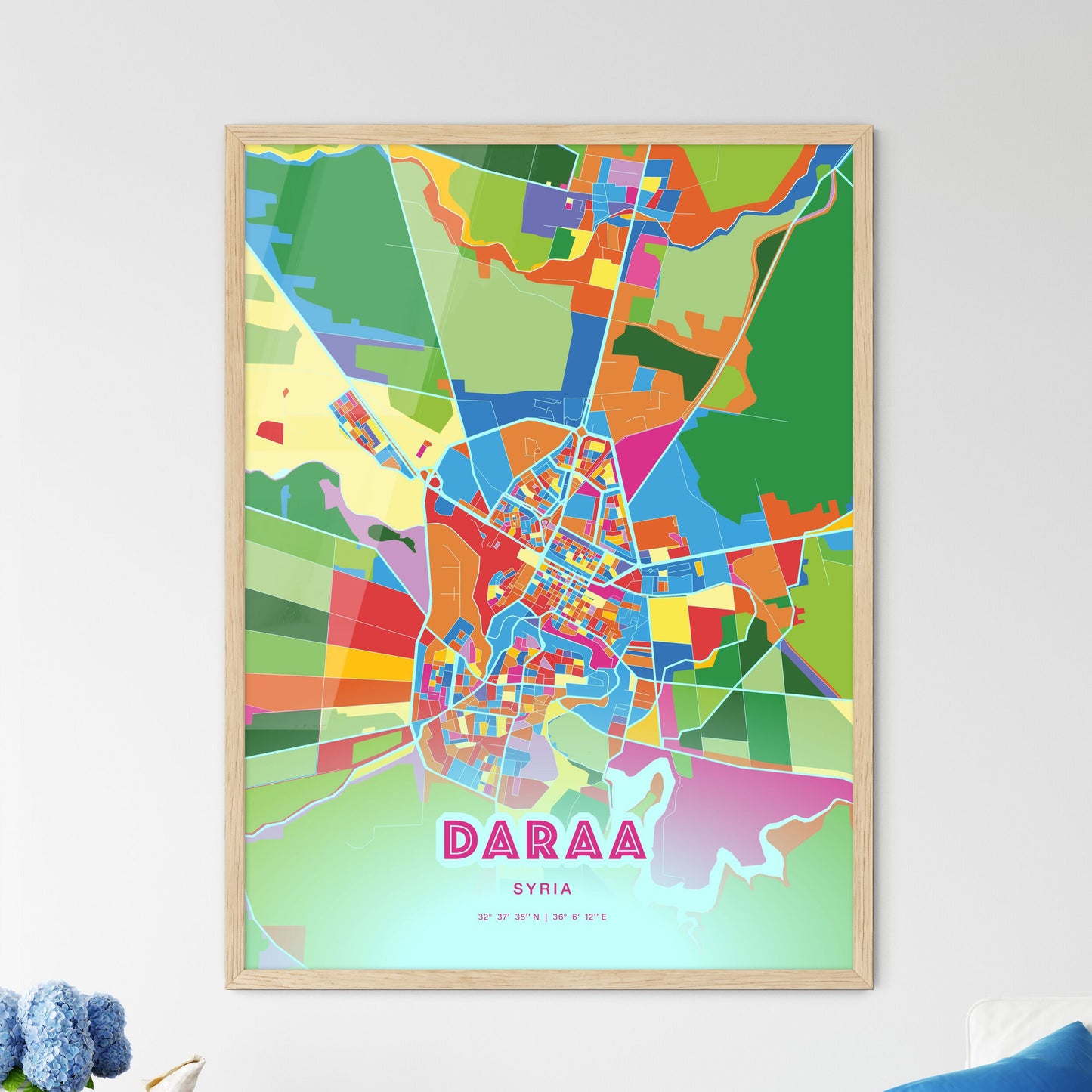Colorful DARAA SYRIA Fine Art Map Crazy Colors