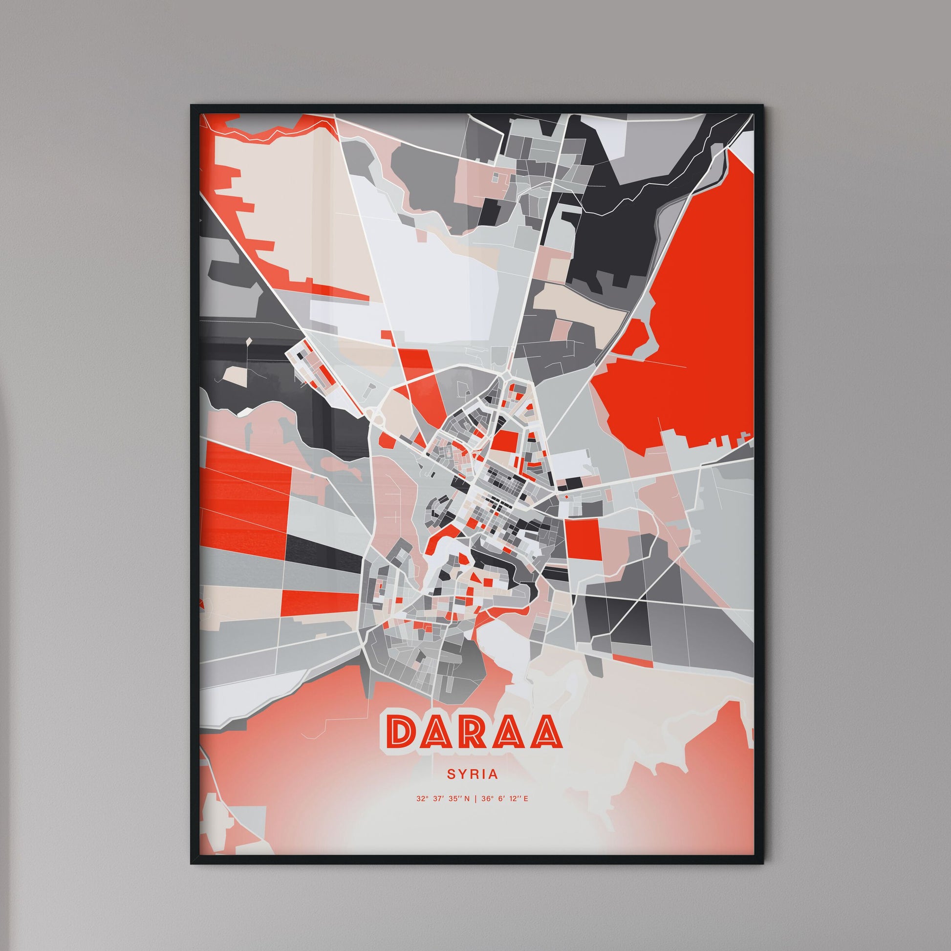 Colorful DARAA SYRIA Fine Art Map Modern