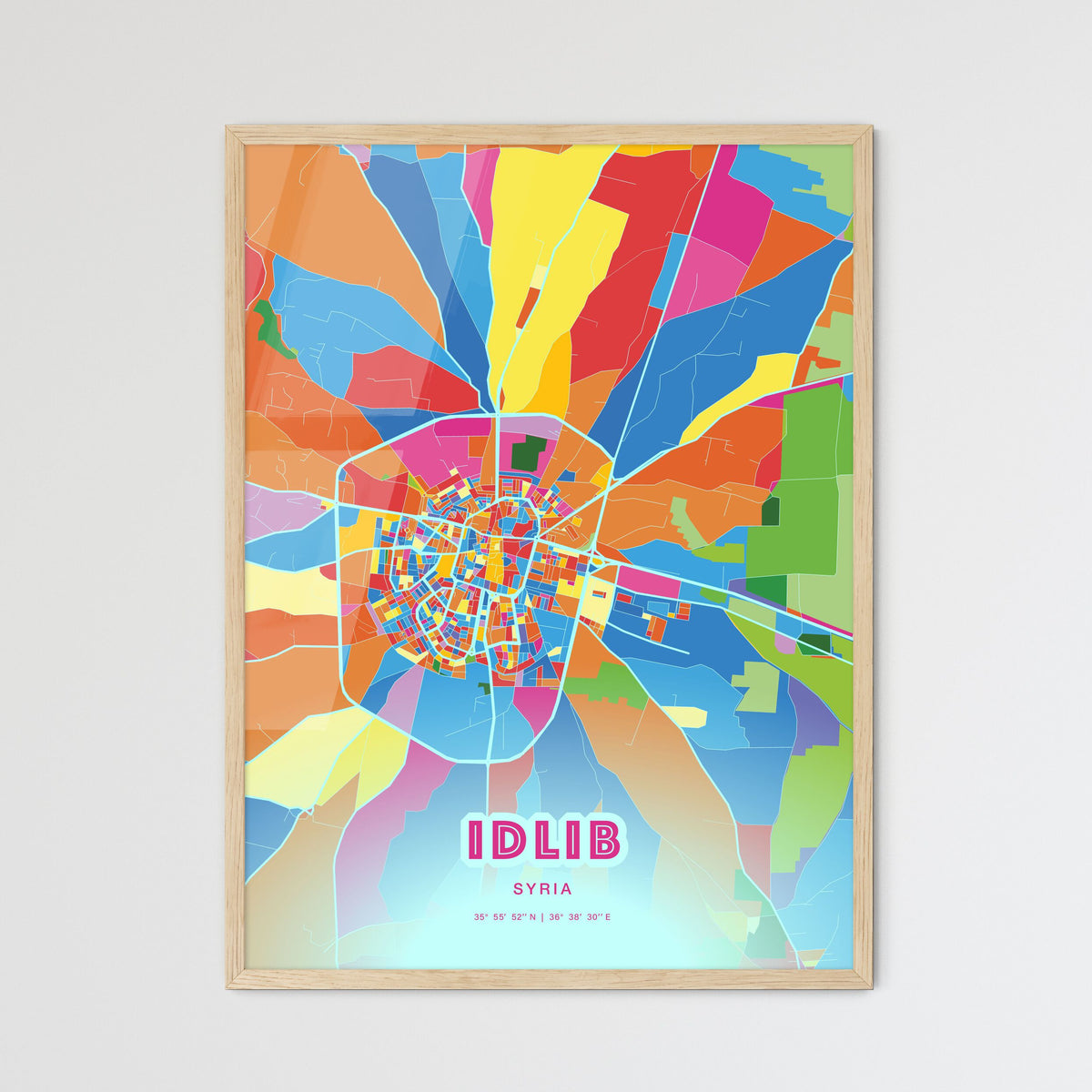 Colorful IDLIB SYRIA Fine Art Map Crazy Colors