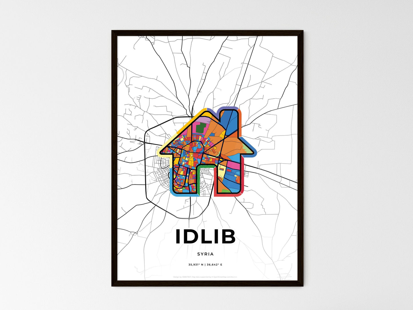 Idlib Syria wedding art map with home icon
