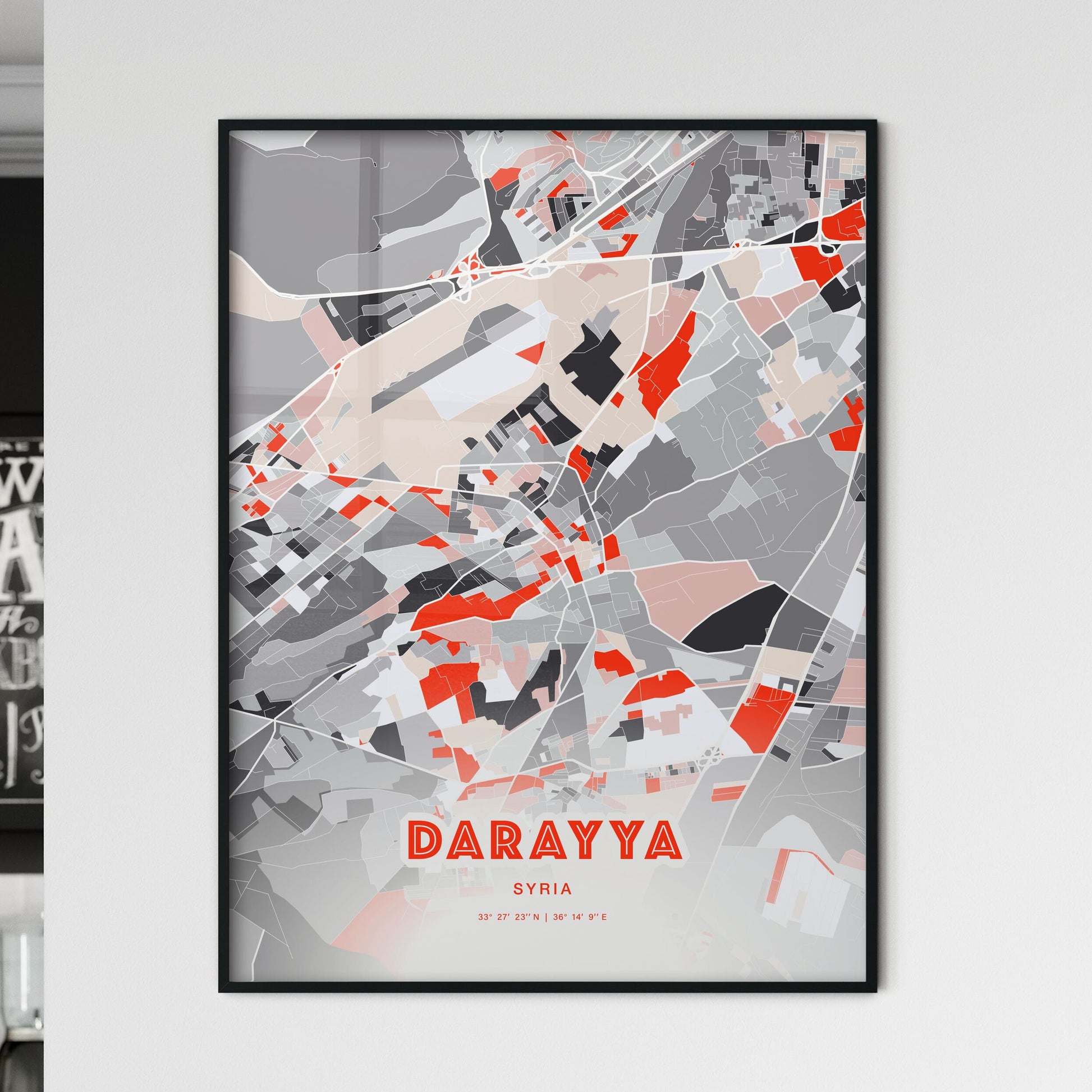 Colorful DARAYYA SYRIA Fine Art Map Modern