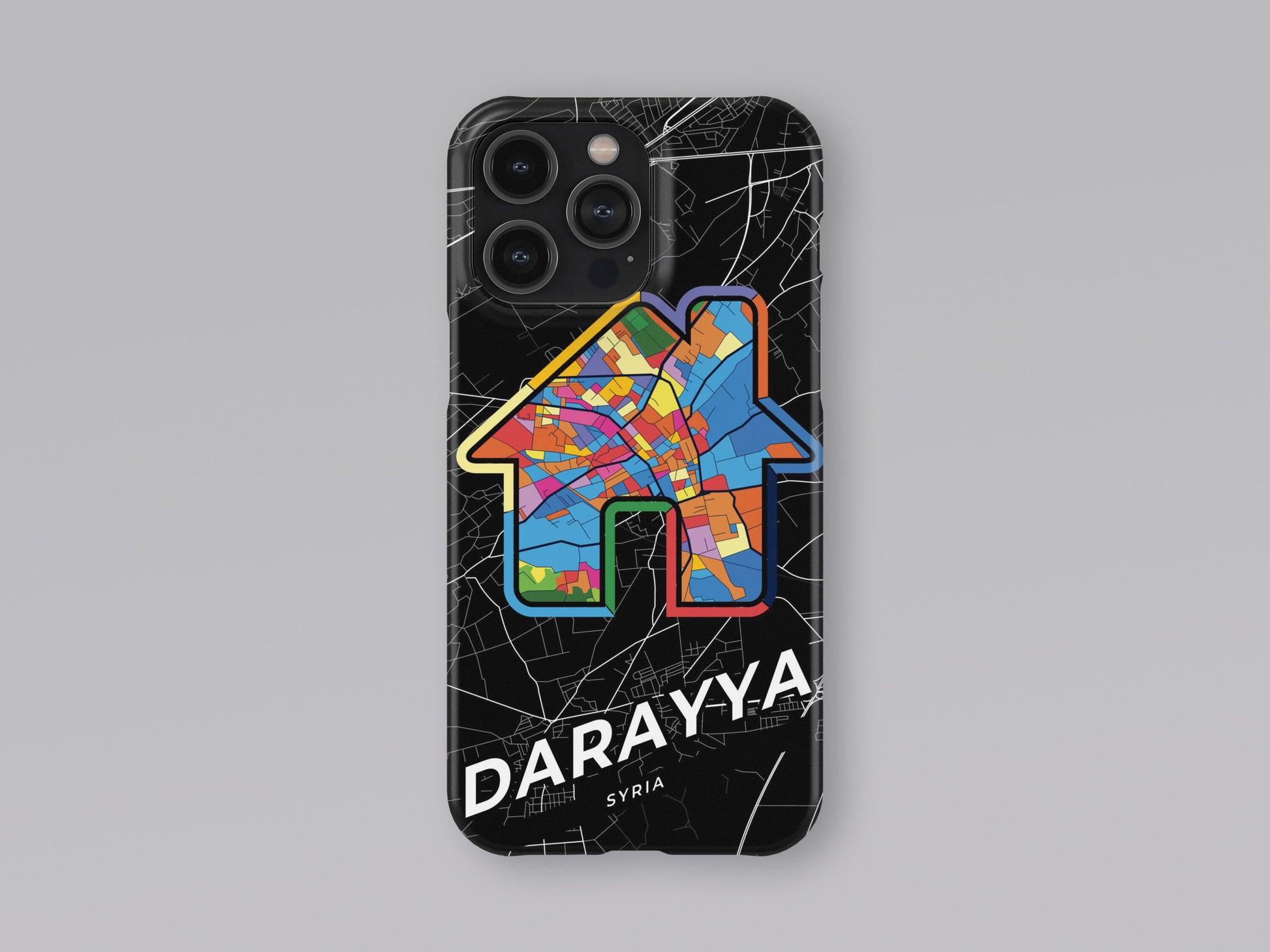 Darayya Syria slim phone case with colorful icon. Birthday, wedding or housewarming gift. Couple match cases. 3