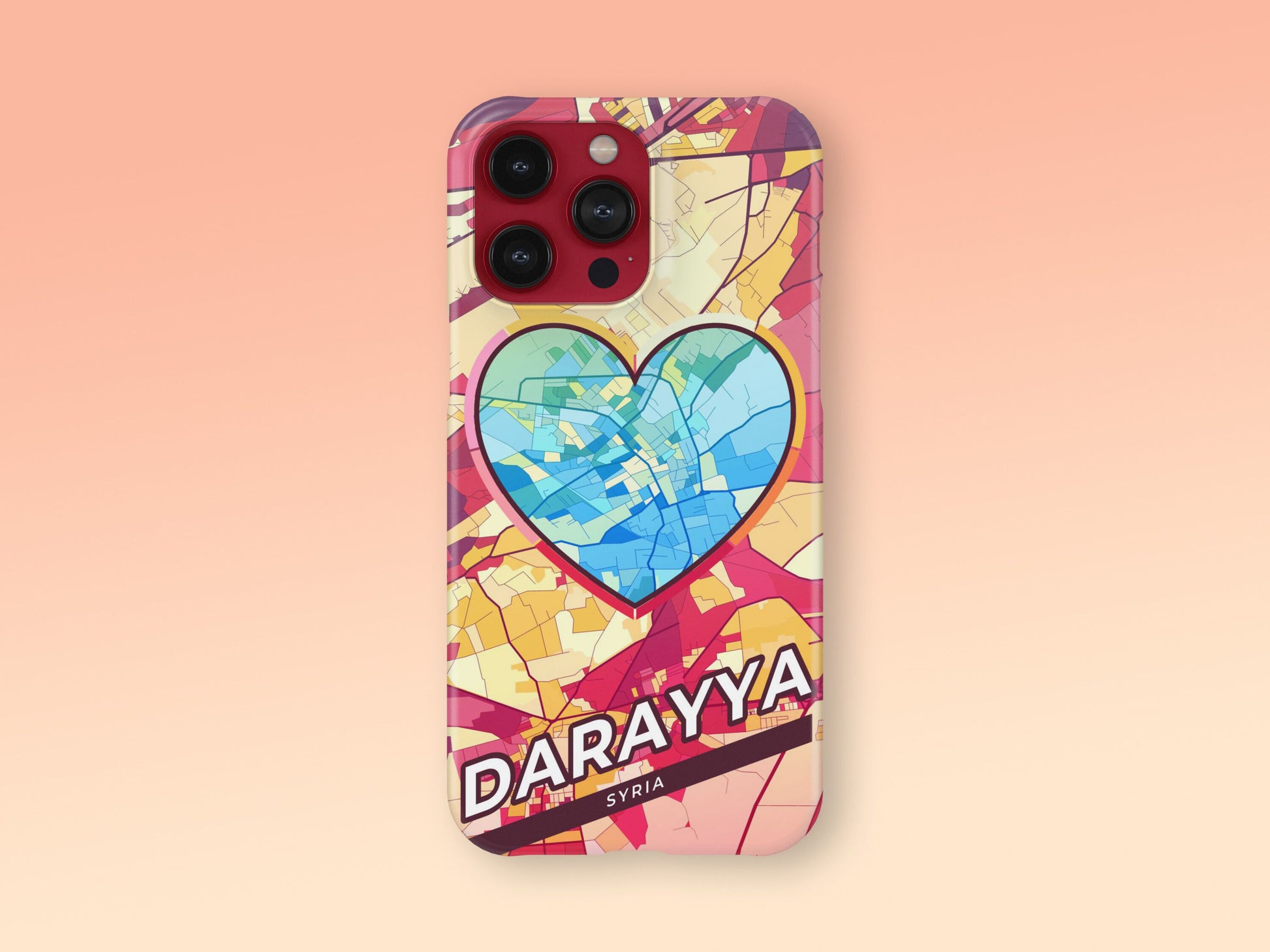 Darayya Syria slim phone case with colorful icon. Birthday, wedding or housewarming gift. Couple match cases. 2