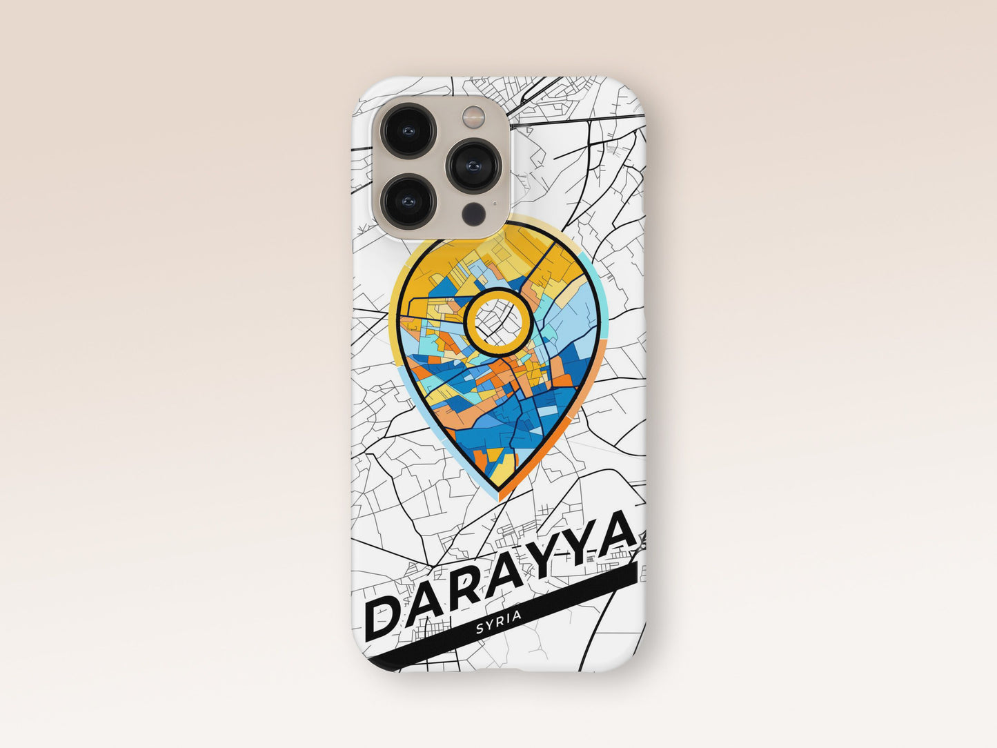 Darayya Syria slim phone case with colorful icon. Birthday, wedding or housewarming gift. Couple match cases. 1