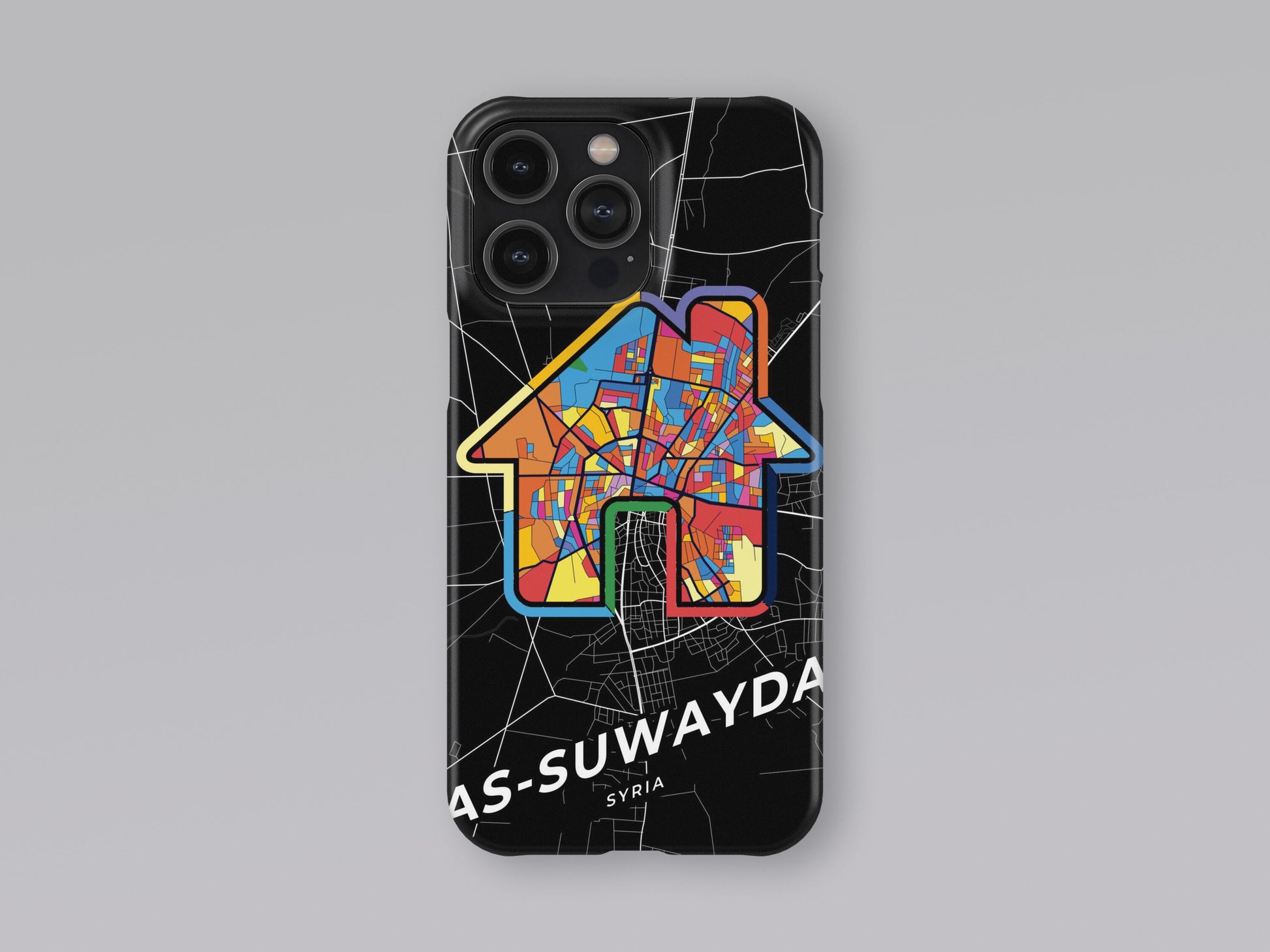 As-Suwayda Syria slim phone case with colorful icon. Birthday, wedding or housewarming gift. Couple match cases. 3