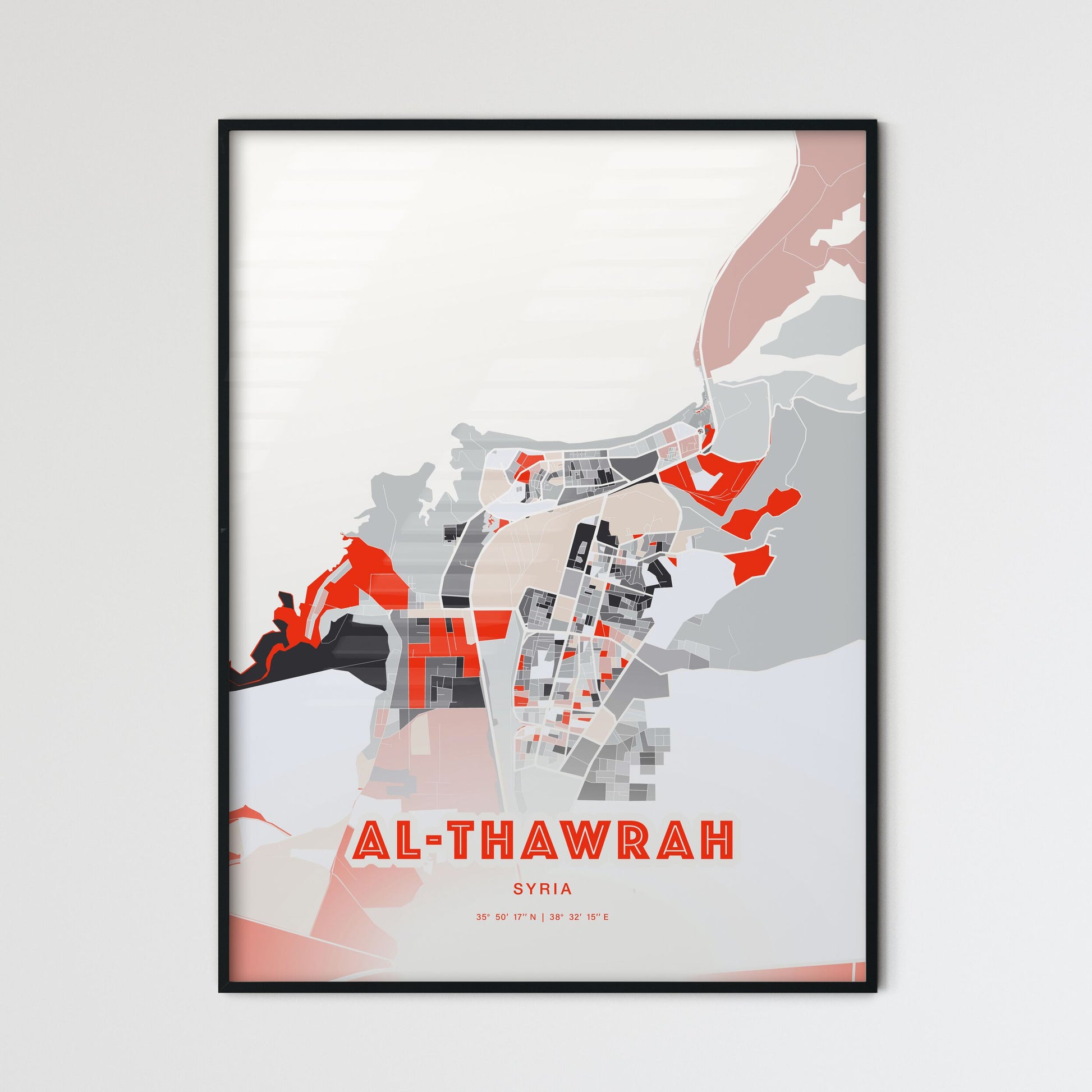 Colorful AL-THAWRAH SYRIA Fine Art Map Modern