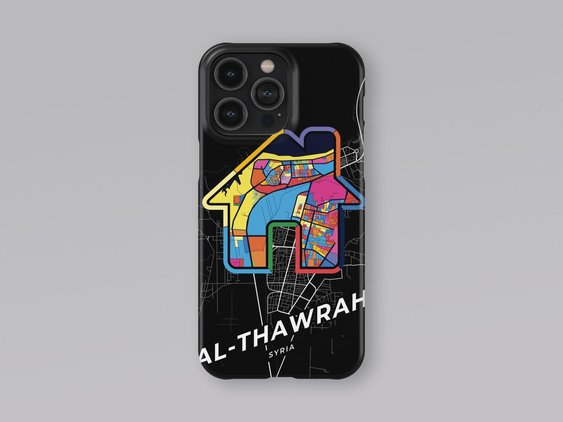 Al-Thawrah Syria slim phone case with colorful icon. Birthday, wedding or housewarming gift. Couple match cases. 3