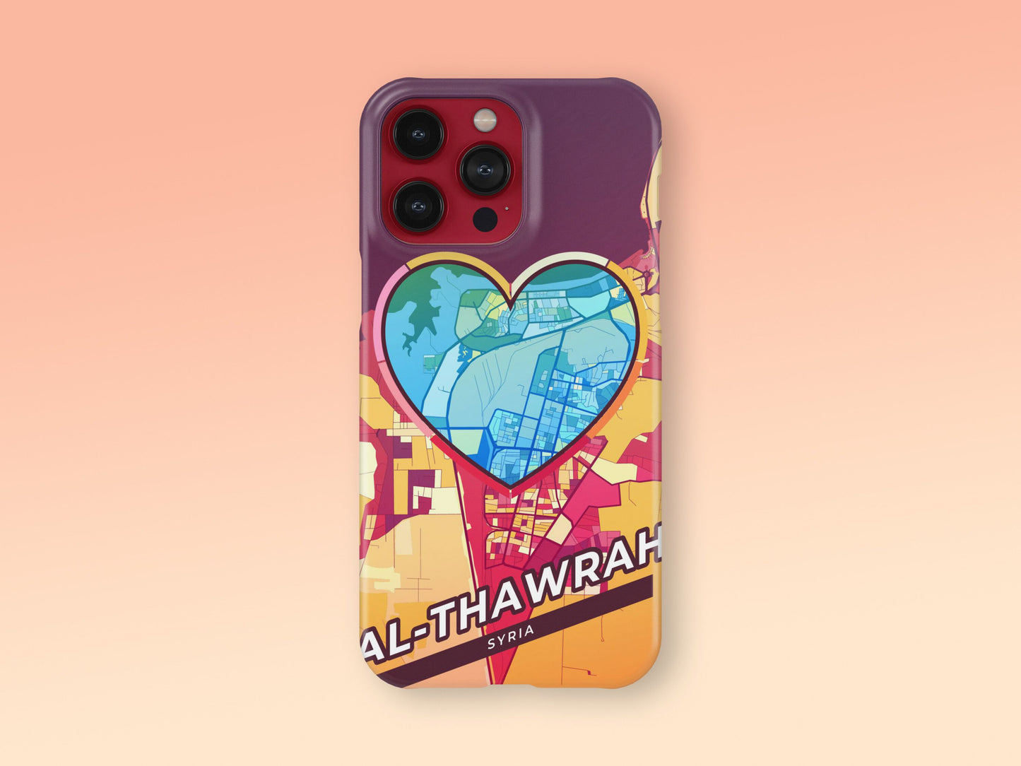 Al-Thawrah Syria slim phone case with colorful icon. Birthday, wedding or housewarming gift. Couple match cases. 2